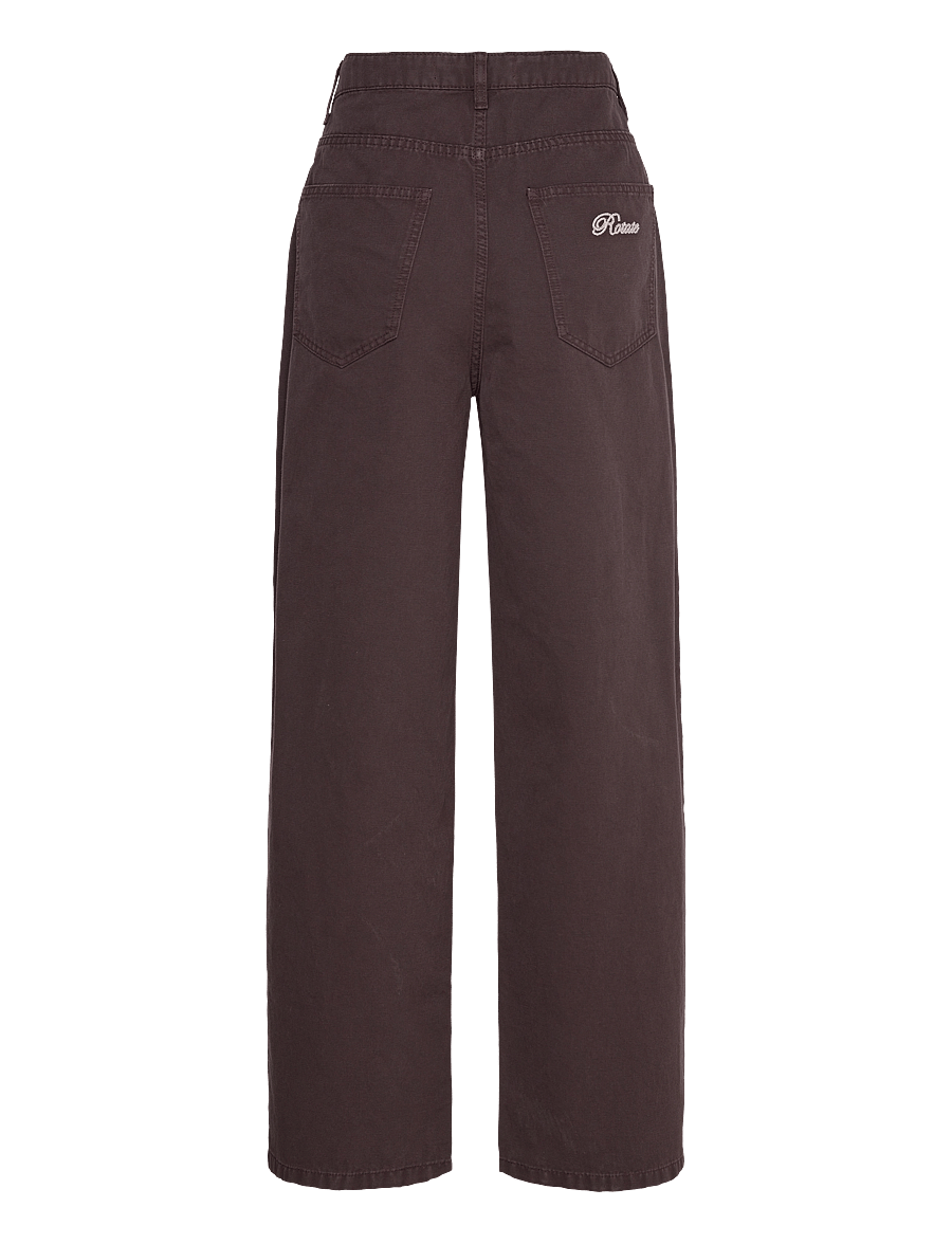 ROTATE - HEAVY WOVEN WIDE PANTS - hosen mit weitem bein - chocolate plum (brown) - 2