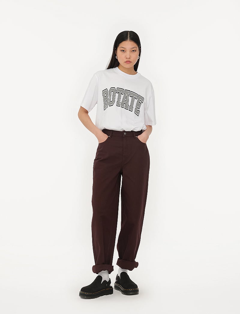 ROTATE - HEAVY WOVEN WIDE PANTS - laia säärega püksid - chocolate plum (brown) - 0