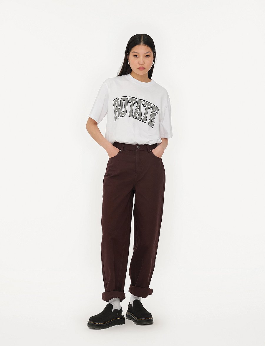 ROTATE - HEAVY WOVEN WIDE PANTS - hosen mit weitem bein - chocolate plum (brown) - 0