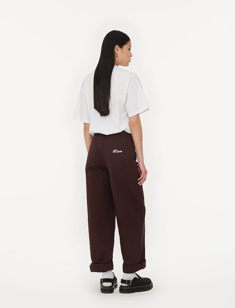 ROTATE - HEAVY WOVEN WIDE PANTS - laia säärega püksid - chocolate plum (brown) - 3