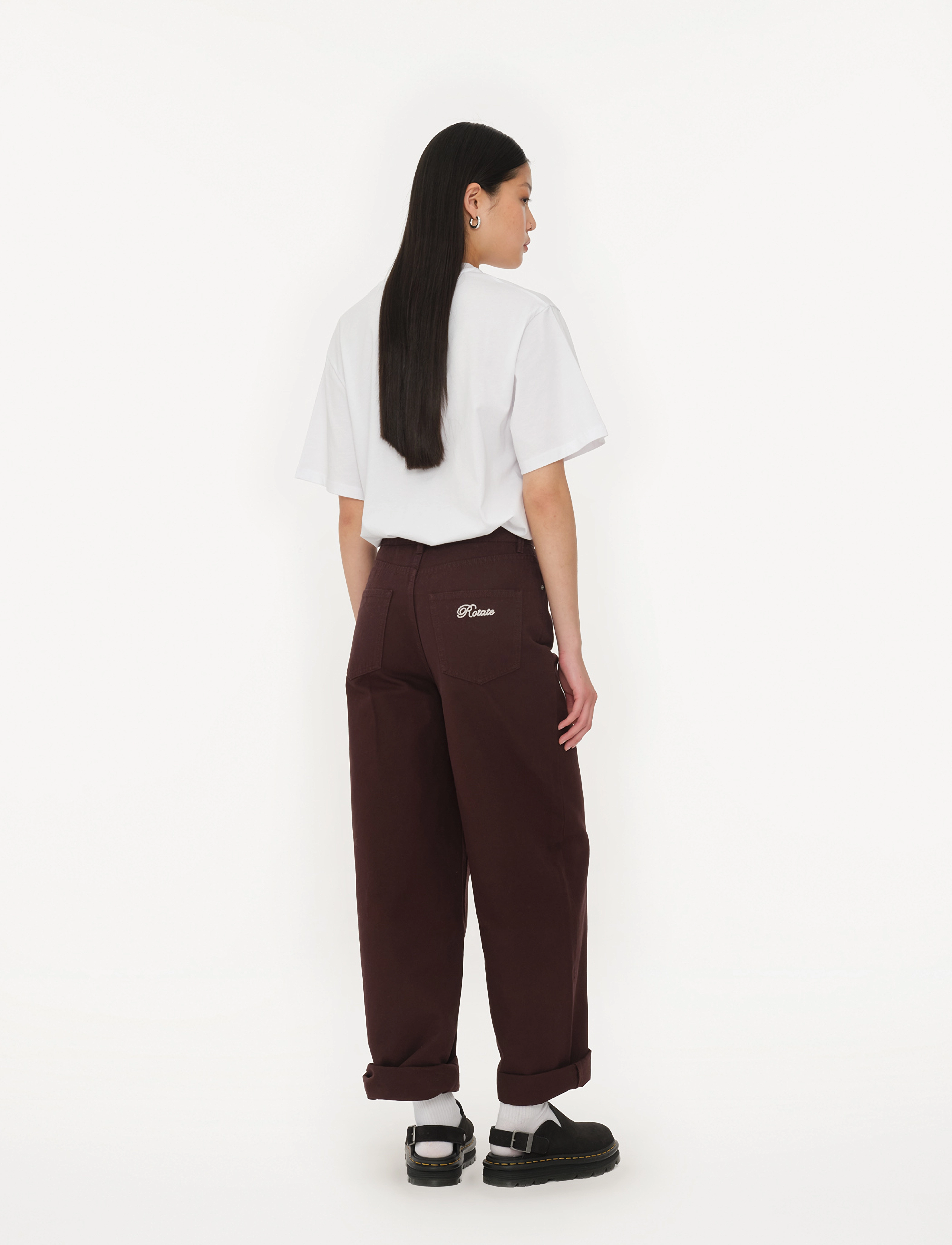ROTATE - HEAVY WOVEN WIDE PANTS - hosen mit weitem bein - chocolate plum (brown) - 3