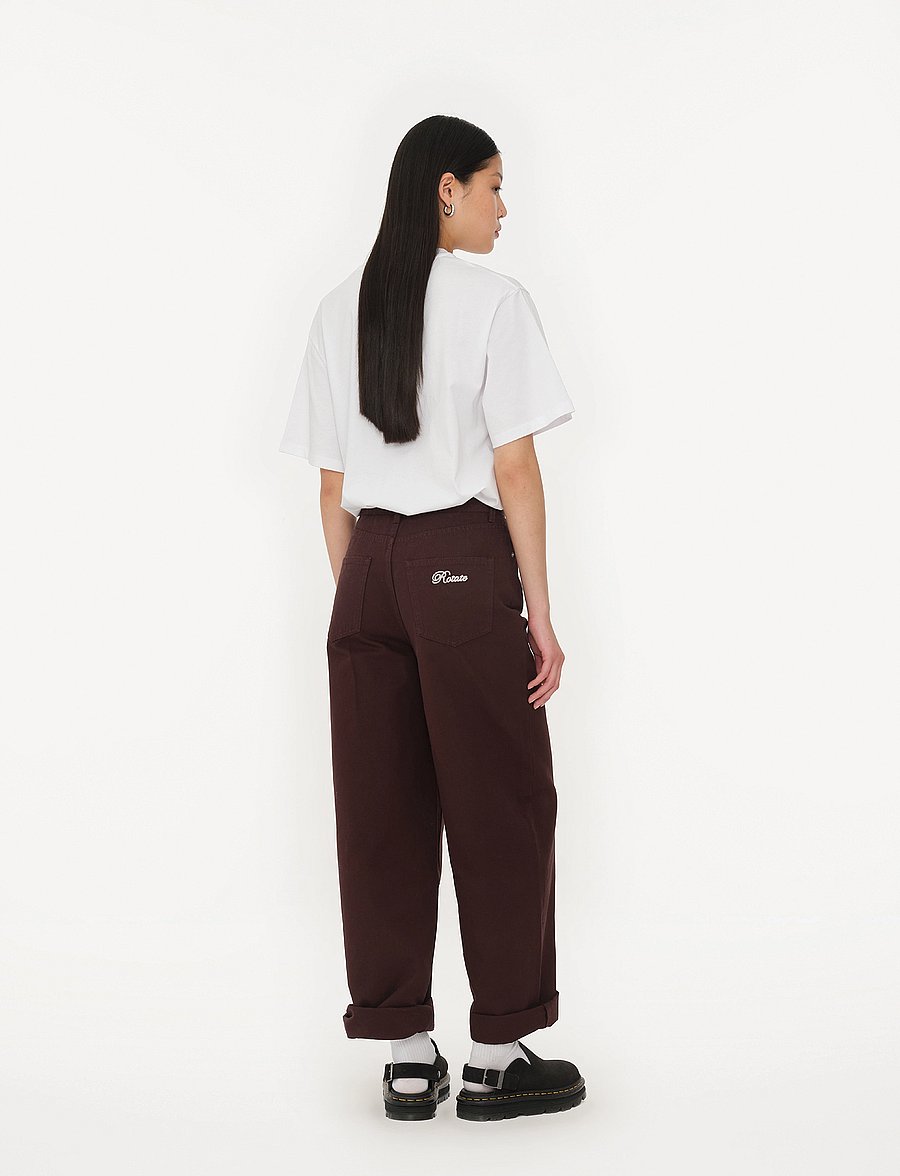 ROTATE - HEAVY WOVEN WIDE PANTS - hosen mit weitem bein - chocolate plum (brown) - 3