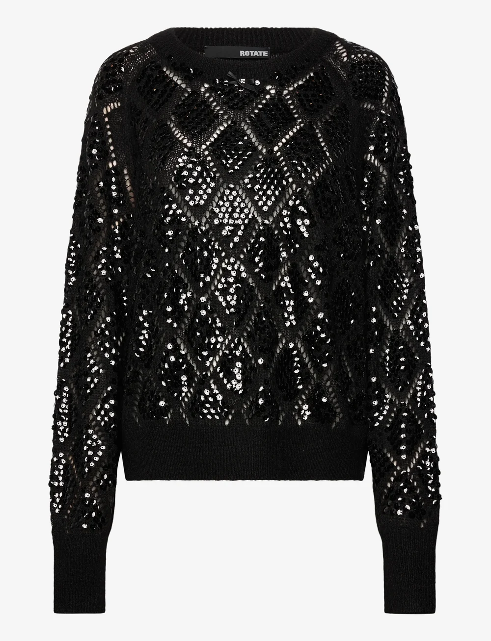 ROTATE Birger Christensen - SEQUIN KNIT JUMPER - pullover - black - 0