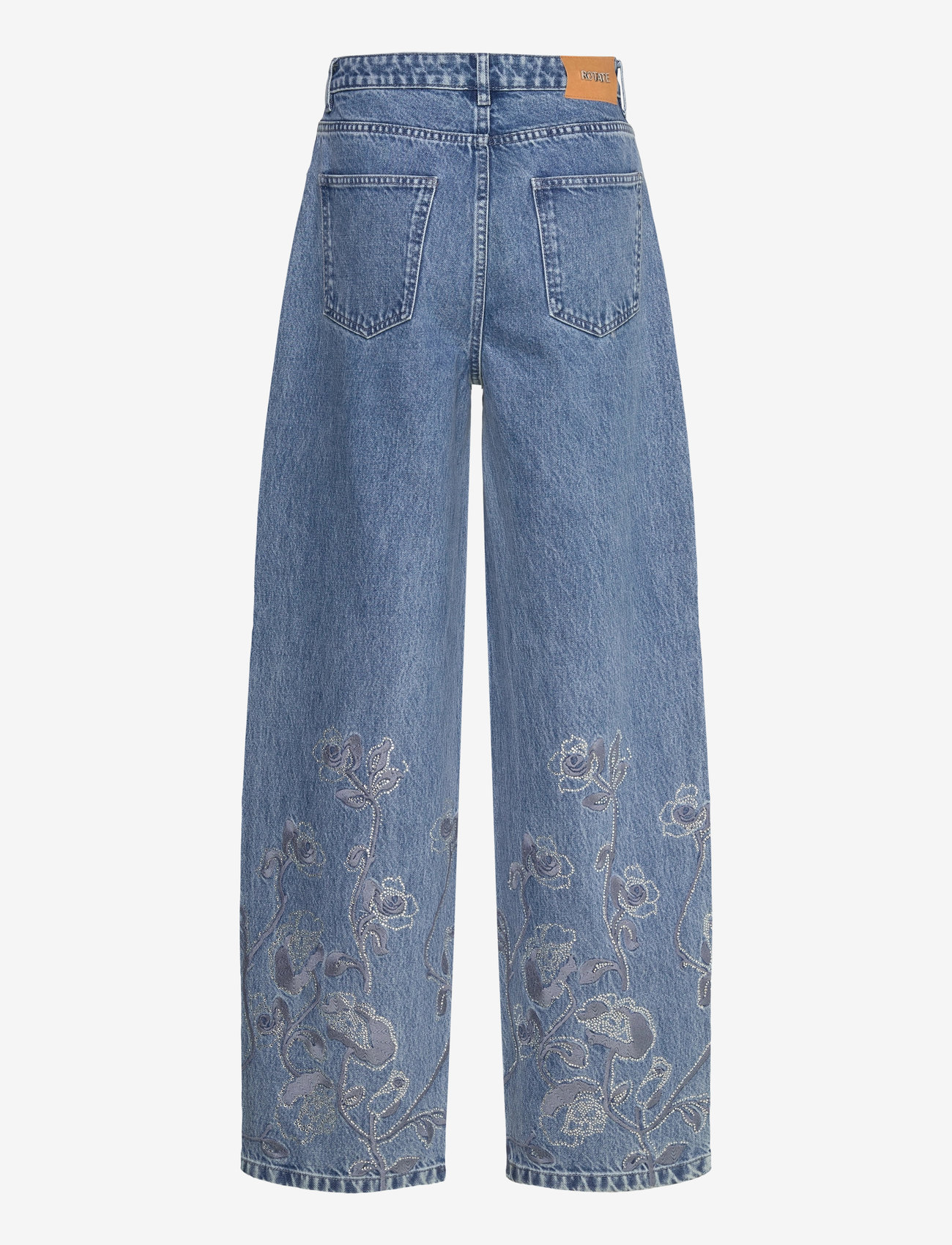ROTATE Birger Christensen - Rhinestone Wide Leg Jeans - medium blue denim - 1