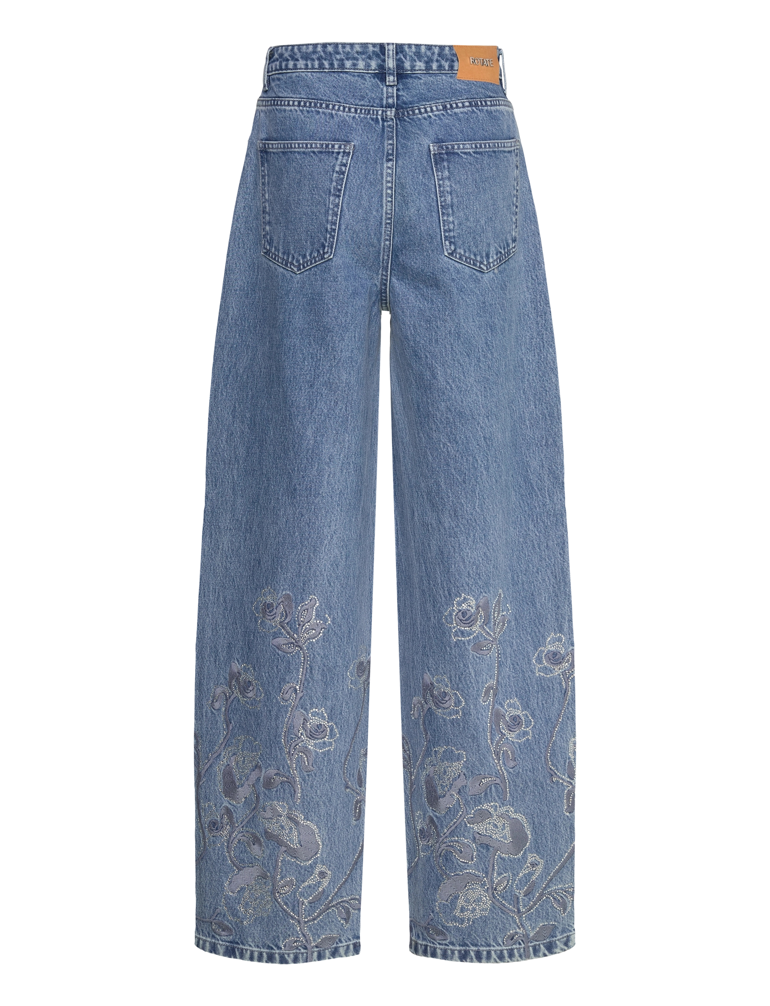 ROTATE - Rhinestone Wide Leg Jeans - brede jeans - medium blue denim - 1