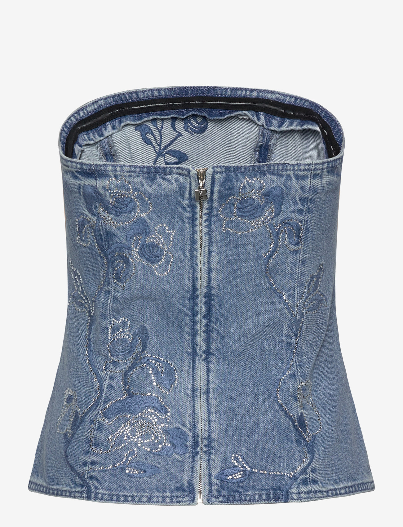 ROTATE Birger Christensen - Rhinestone Top - medium blue denim - 1