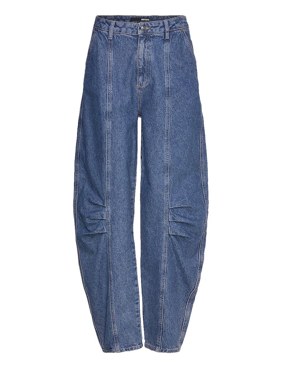ROTATE - TWILL CARGO PANTS - leveälahkeiset farkut - medium blue denim - 0