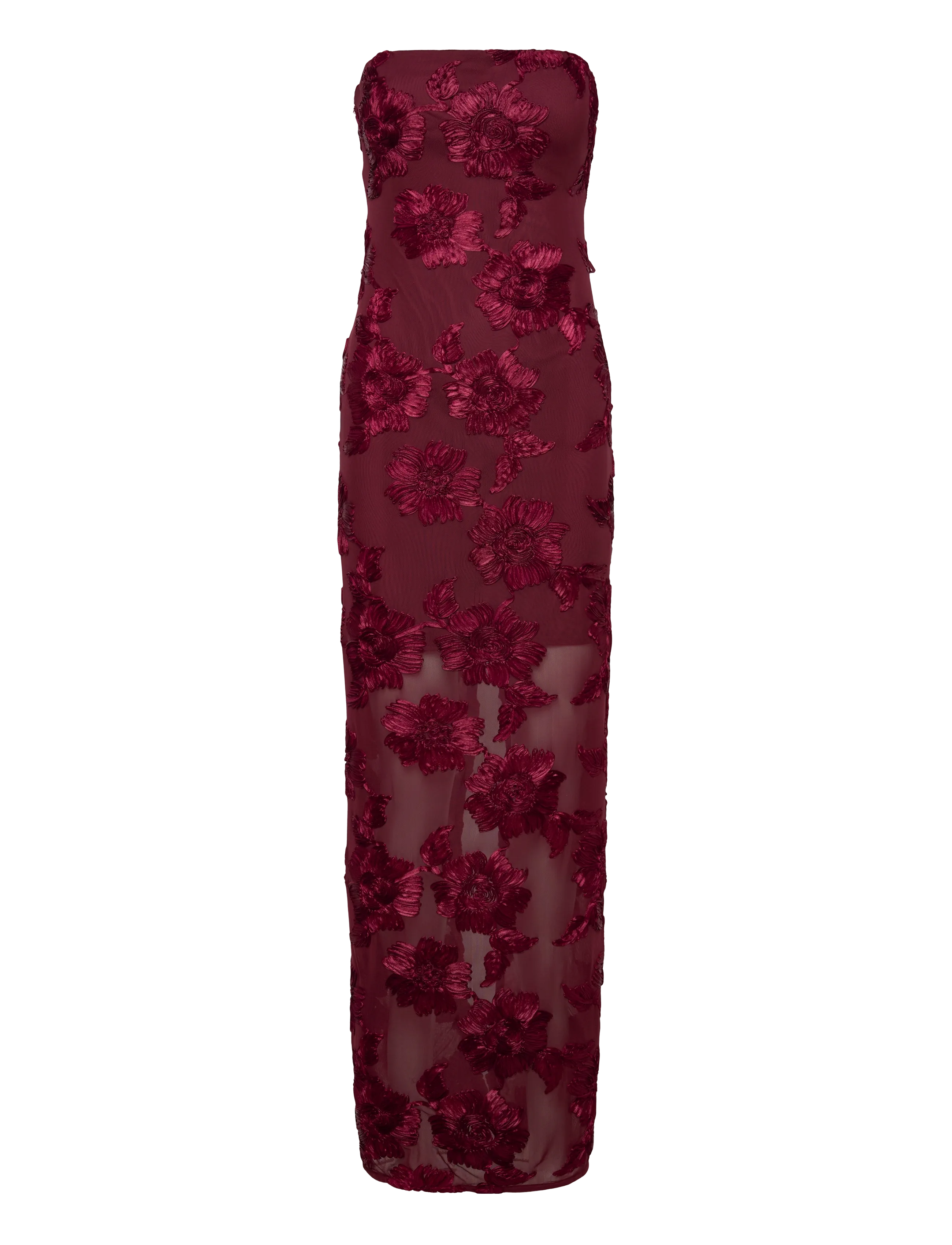 ROTATE 3D MESH MAXI DRESS - Kjoler - TAWNY PORT / burgundy