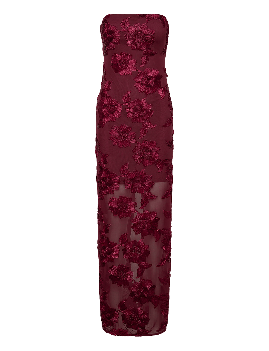 ROTATE - 3D MESH MAXI DRESS - tawny port - 0