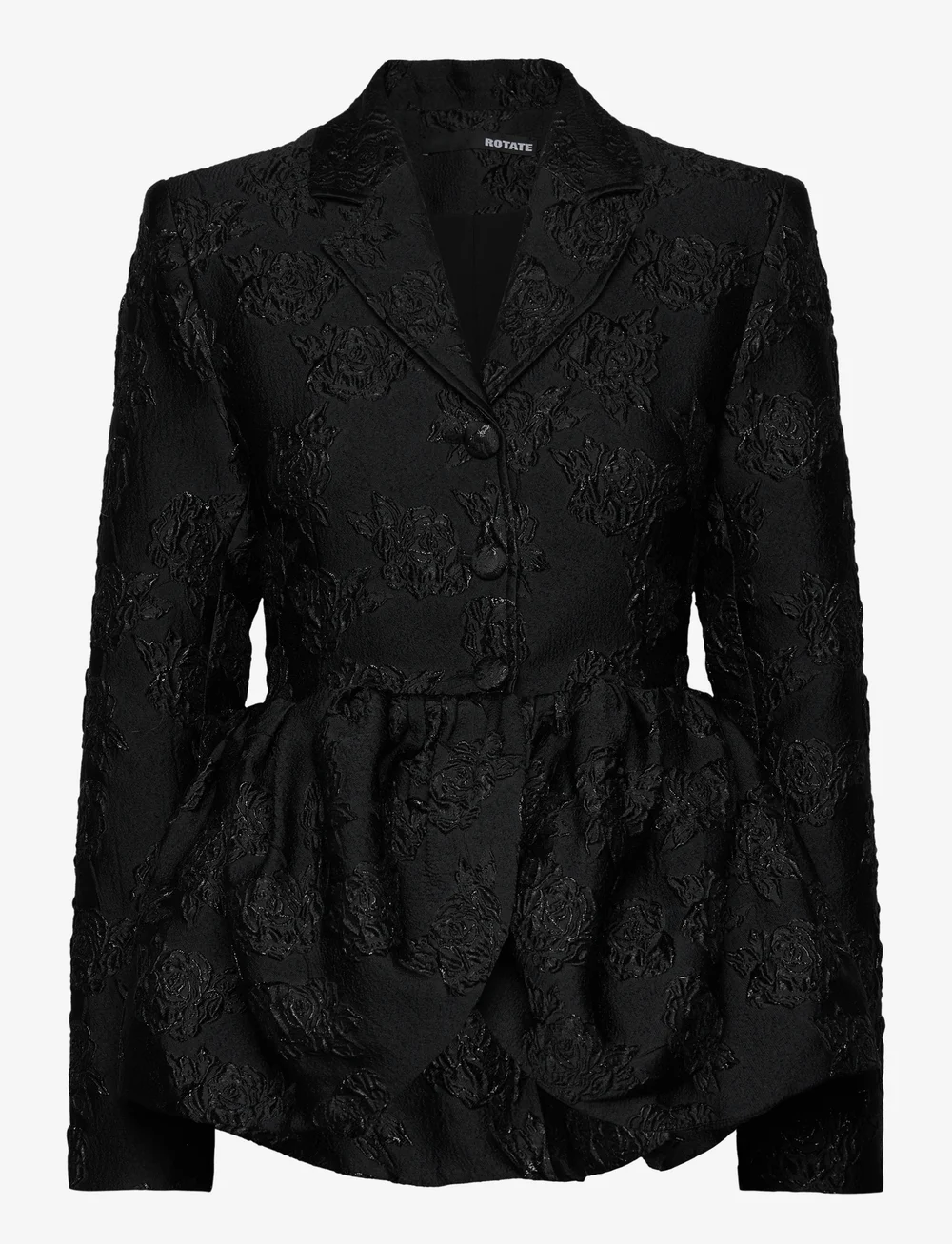 ROTATE Birger Christensen - Jacquard Draped Blazer - einreihige blazer - black - 1