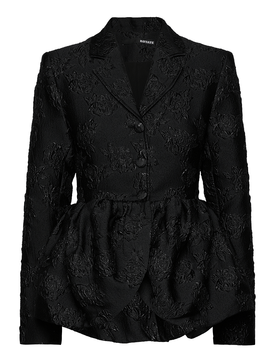 ROTATE - JACQUARD DRAPED BLAZER - einhnepptir jakkar - black - 1