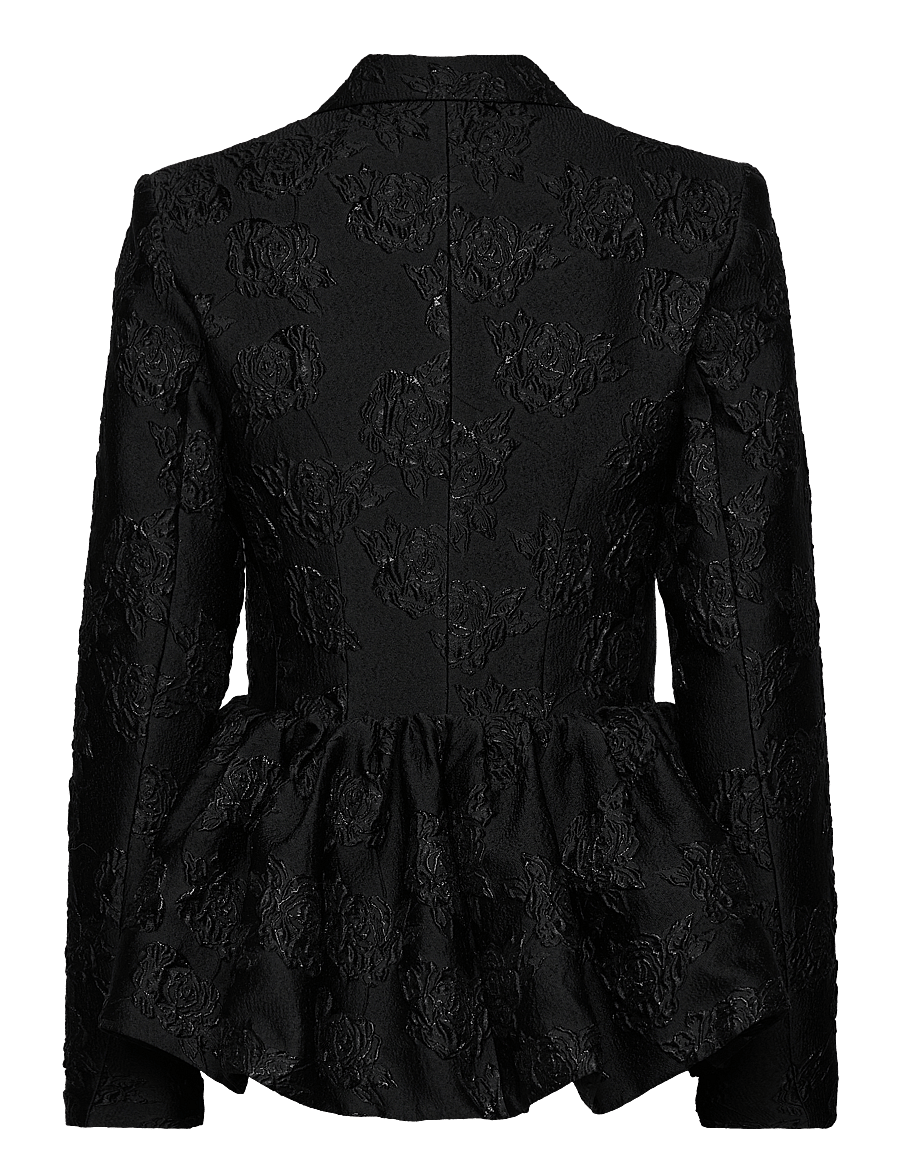 ROTATE - JACQUARD DRAPED BLAZER - einhnepptir jakkar - black - 2