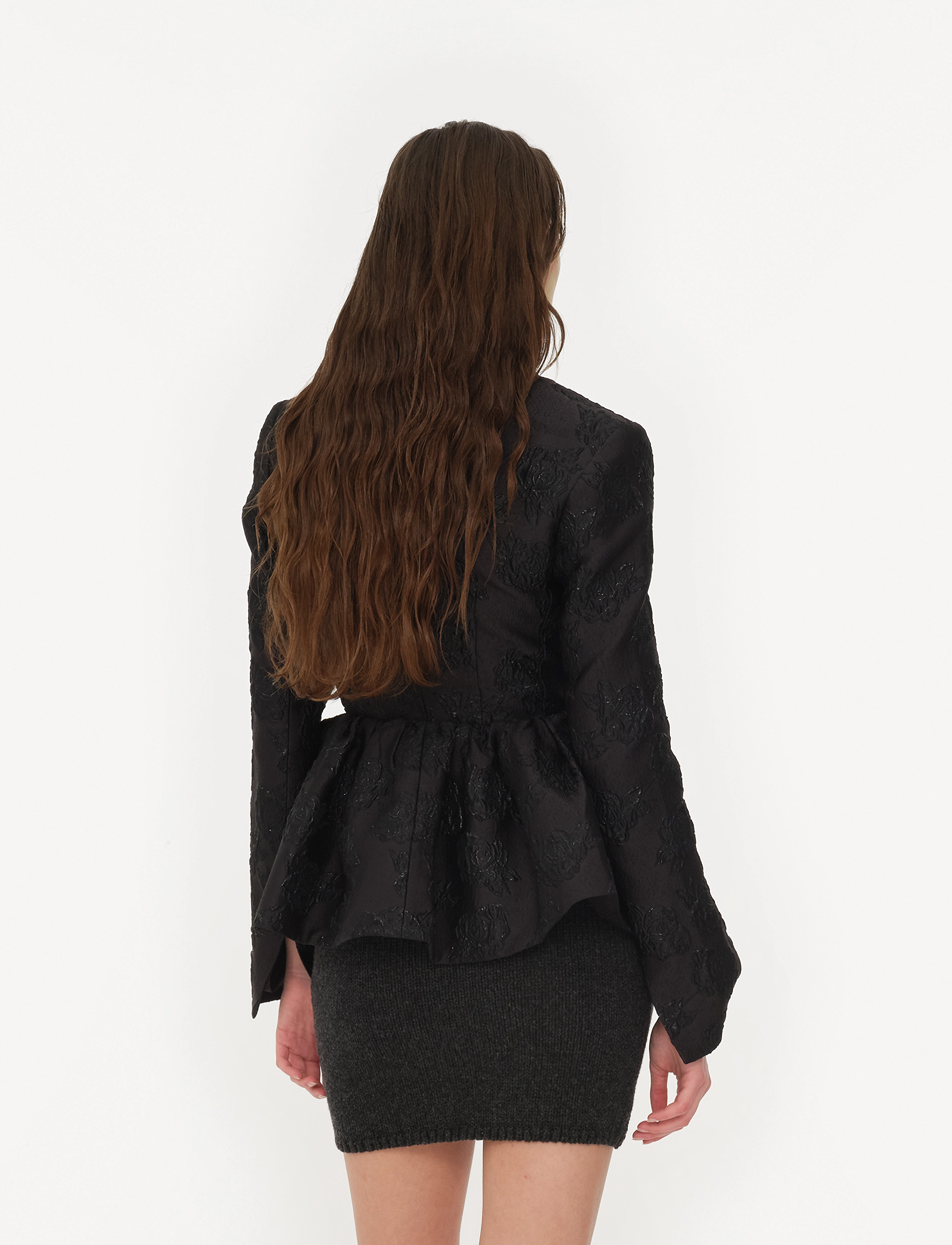 ROTATE - JACQUARD DRAPED BLAZER - einhnepptir jakkar - black - 3
