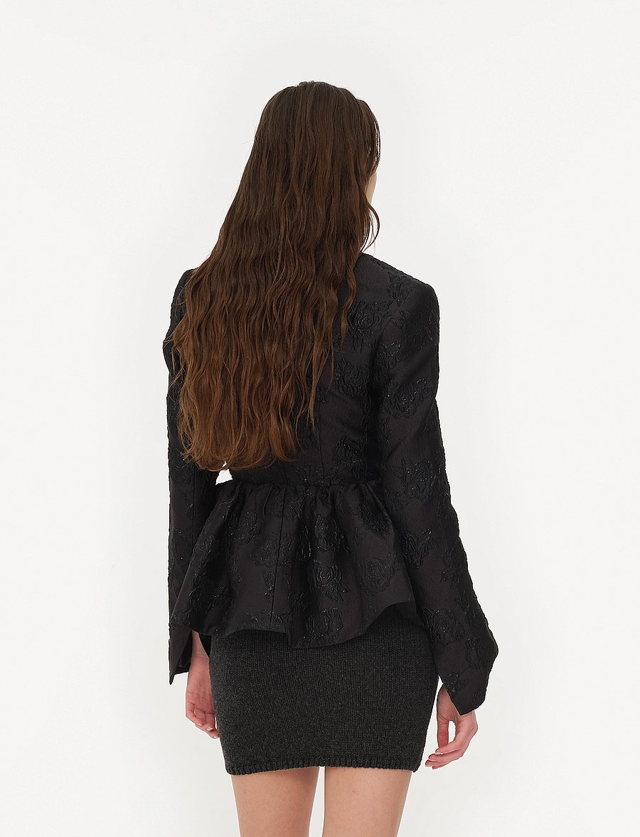 ROTATE - JACQUARD DRAPED BLAZER - einhnepptir jakkar - black - 3