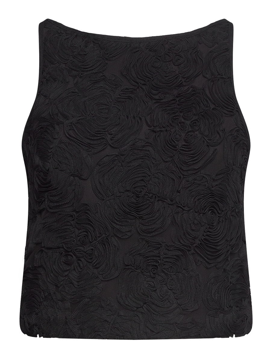 ROTATE - FLOWER MESH BOATNECK TOP - black - 0