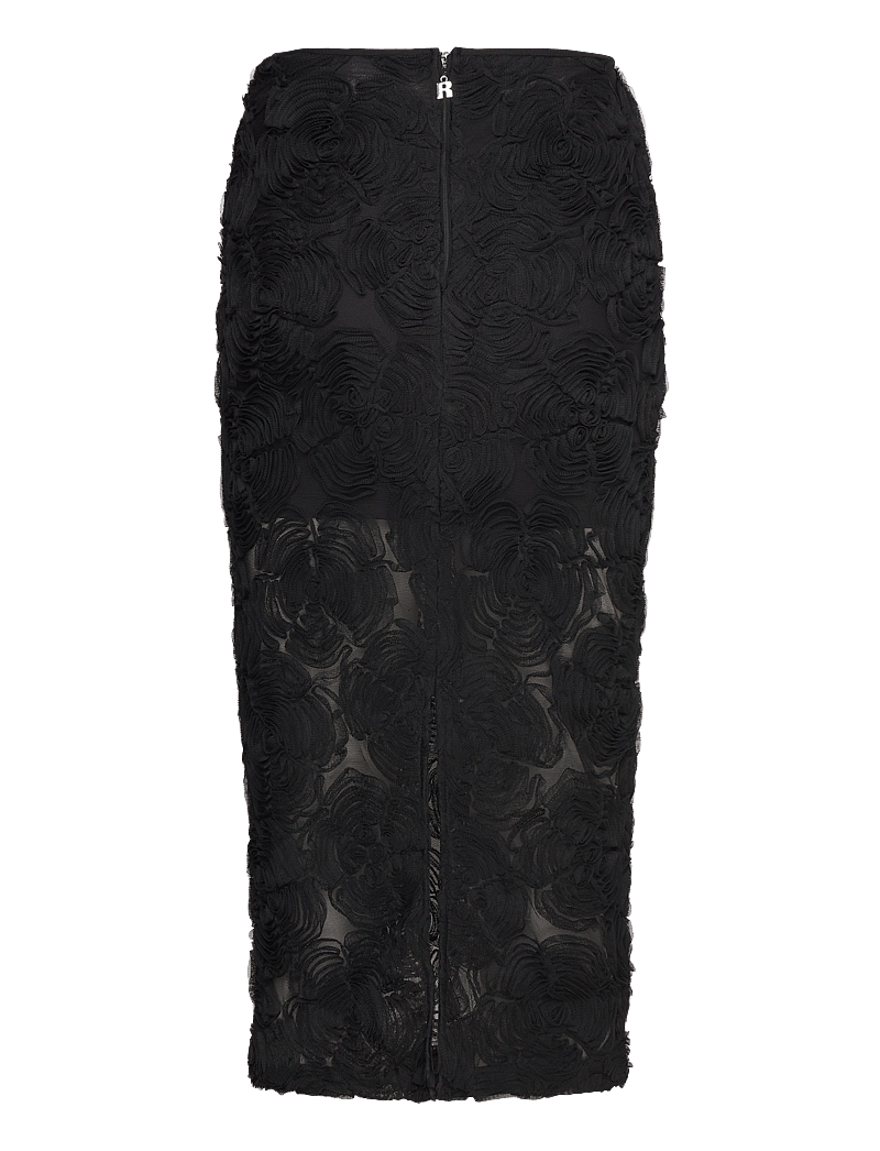 ROTATE Birger Christensen - Flower Mesh Pencil Skirt - midi nederdele - black - 1