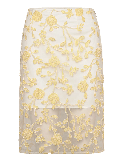 ROTATE Flower Beads Pencil Skirt - Kjolar - EGRET COMB. / yellow
