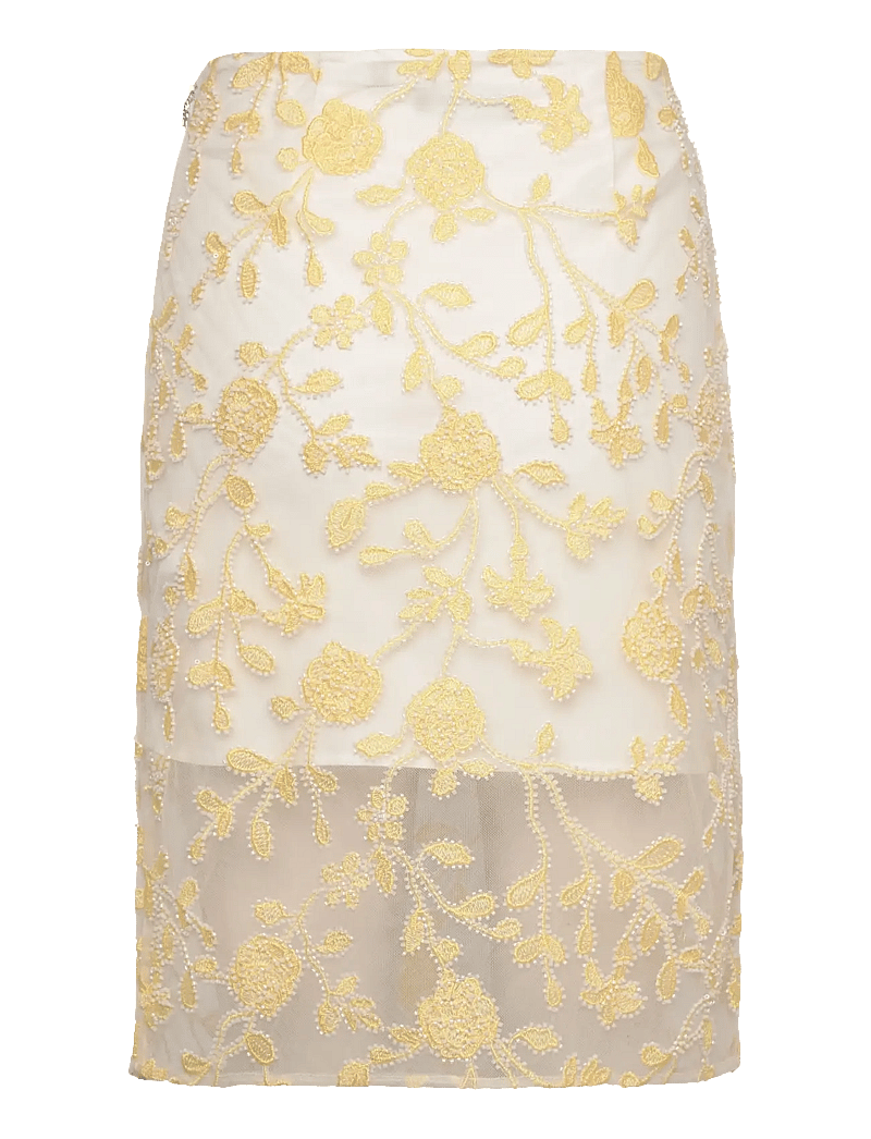 ROTATE Birger Christensen - Flower Beads Pencil Skirt - pencil skirts - egret comb. - 1