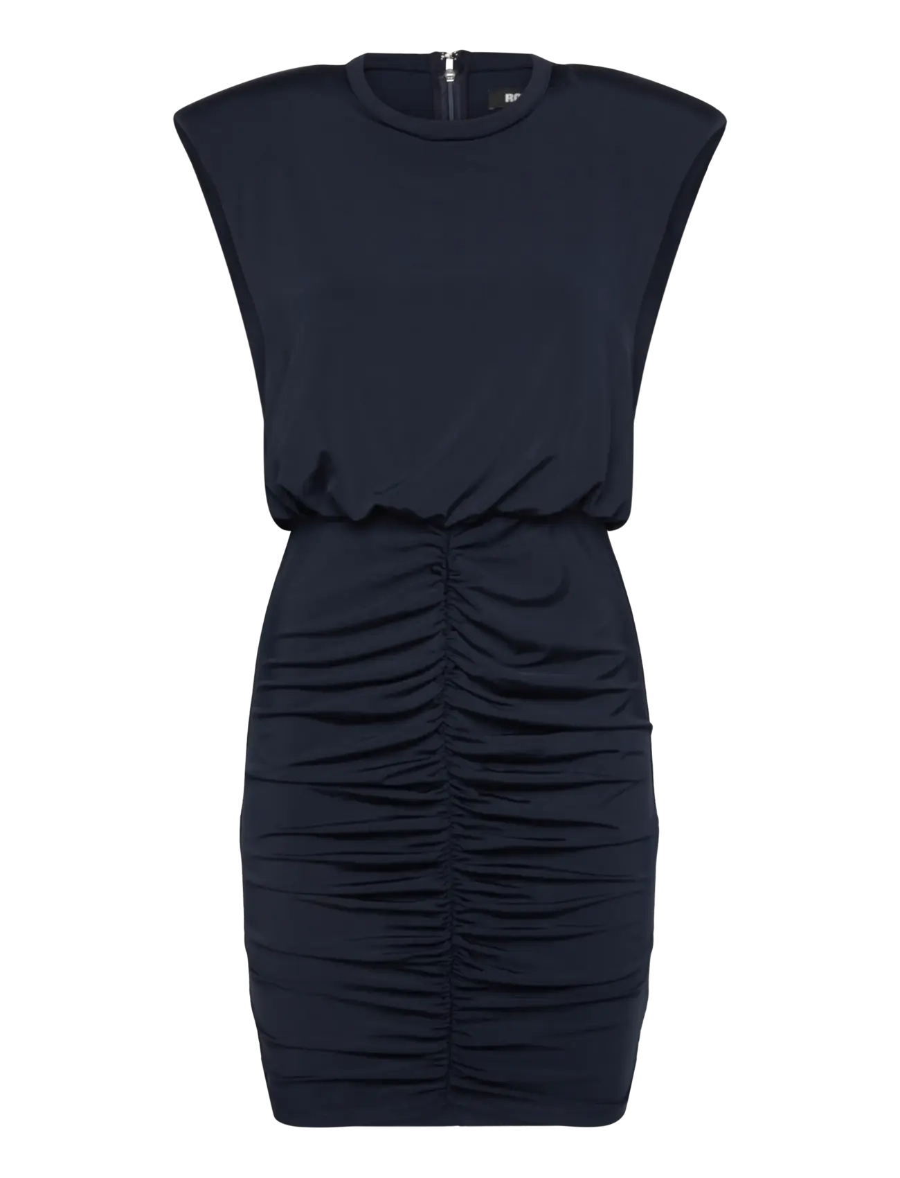 ROTATE Birger Christensen Slinky Ruched Mini Dress - CPH fashion week - SKY CAPTAIN (DARK BLUE) / navy