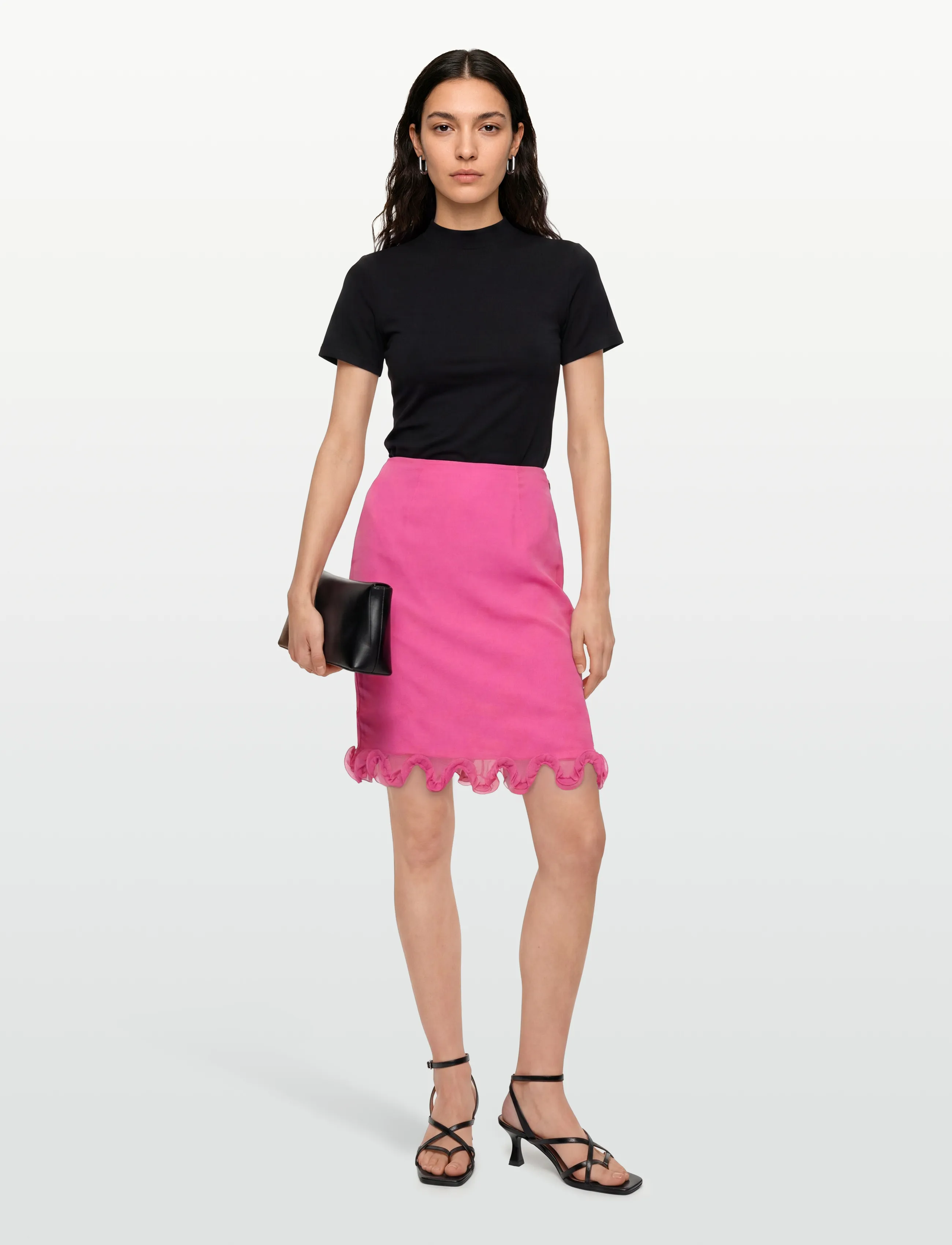 ROTATE - CHIFFON RUFFLE SKIRT - zīmuļsvārki - carmine rose (pink) - 0