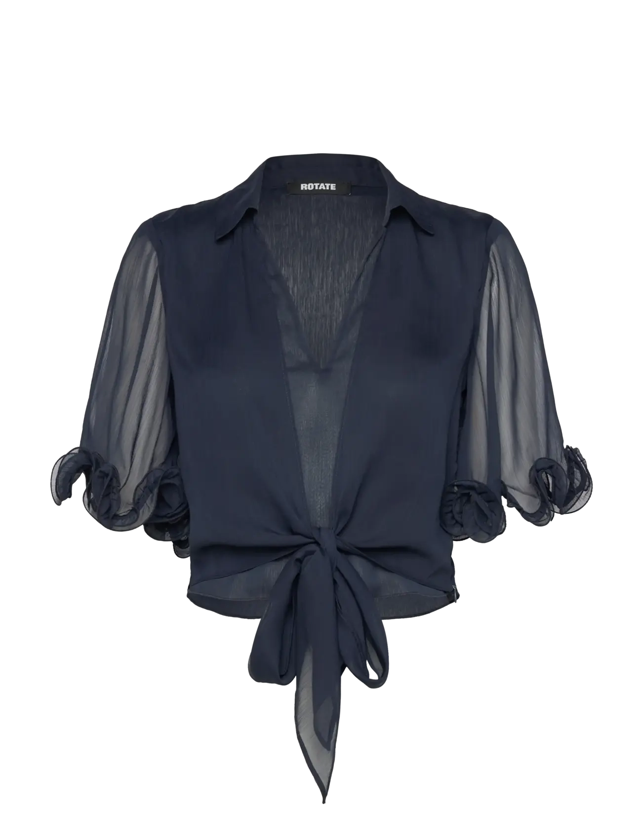 ROTATE Chiffon Tied Top - Blusar & Skjortor - SKY CAPTAIN (DARK BLUE) / navy