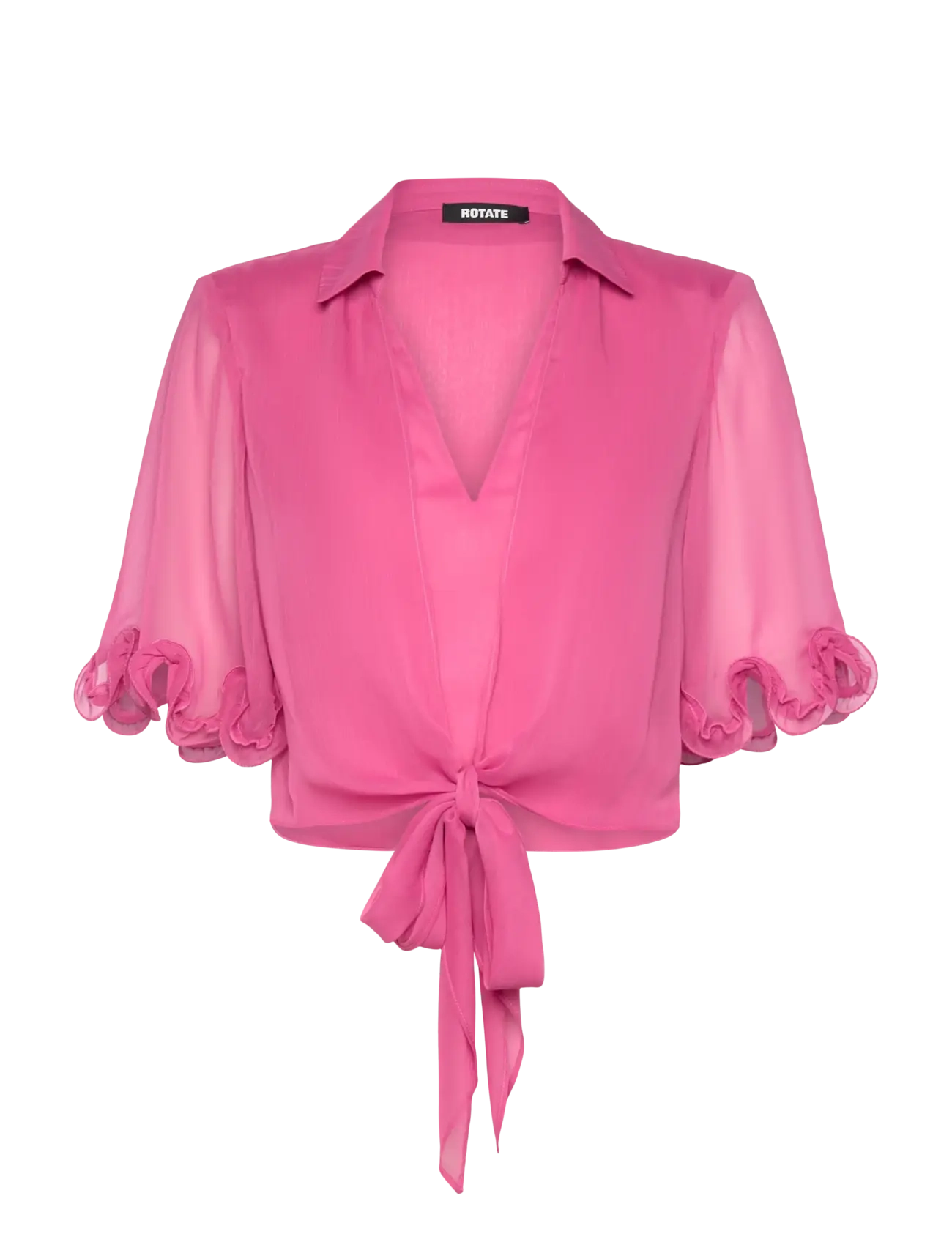 ROTATE Chiffon Tied Top, Kvinder, Kort Chiffon Bindetop, Pink, Str: 34