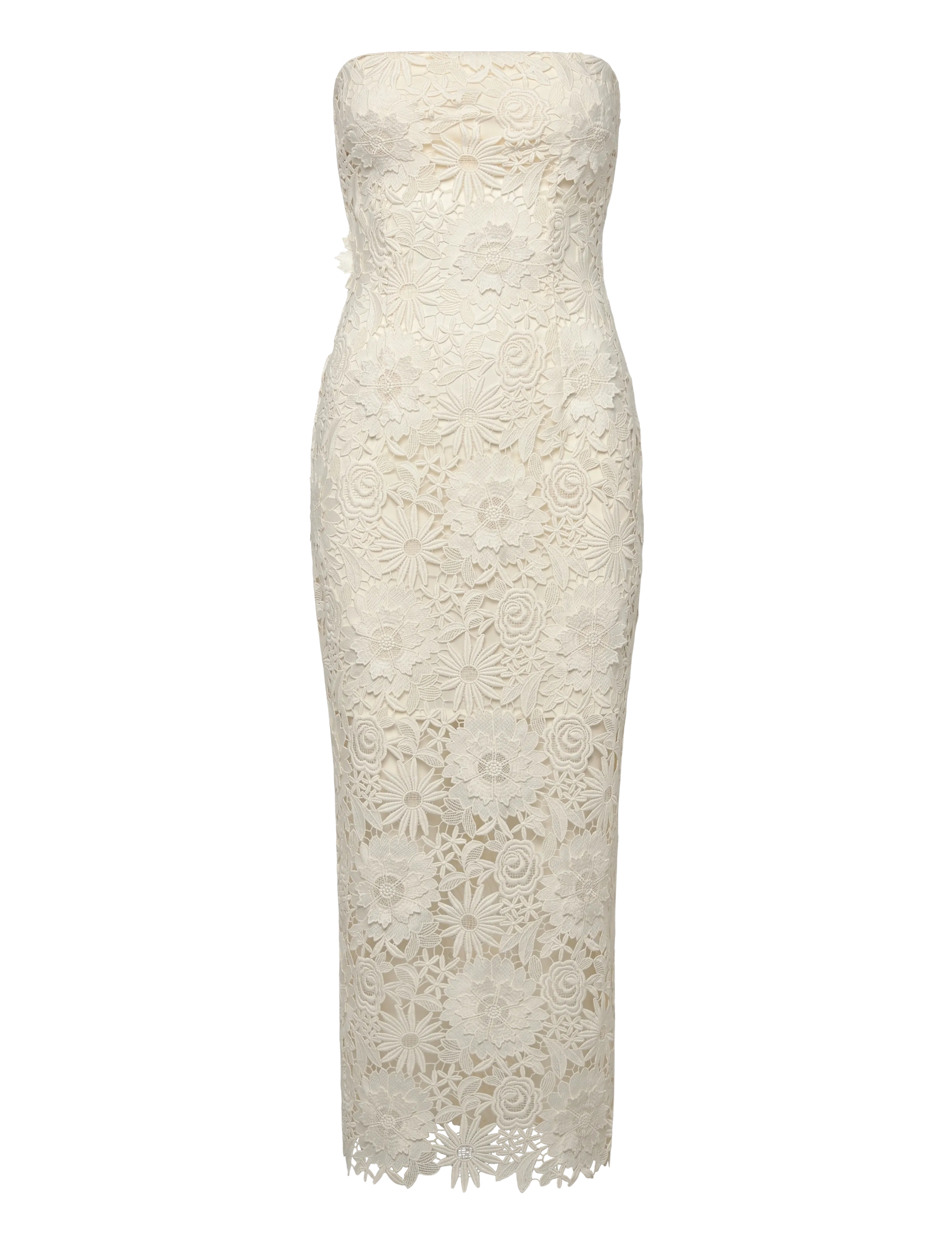 ROTATE Birger Christensen 3D LACE MIDI DRESS - Premium stiilid - EGRET / cream