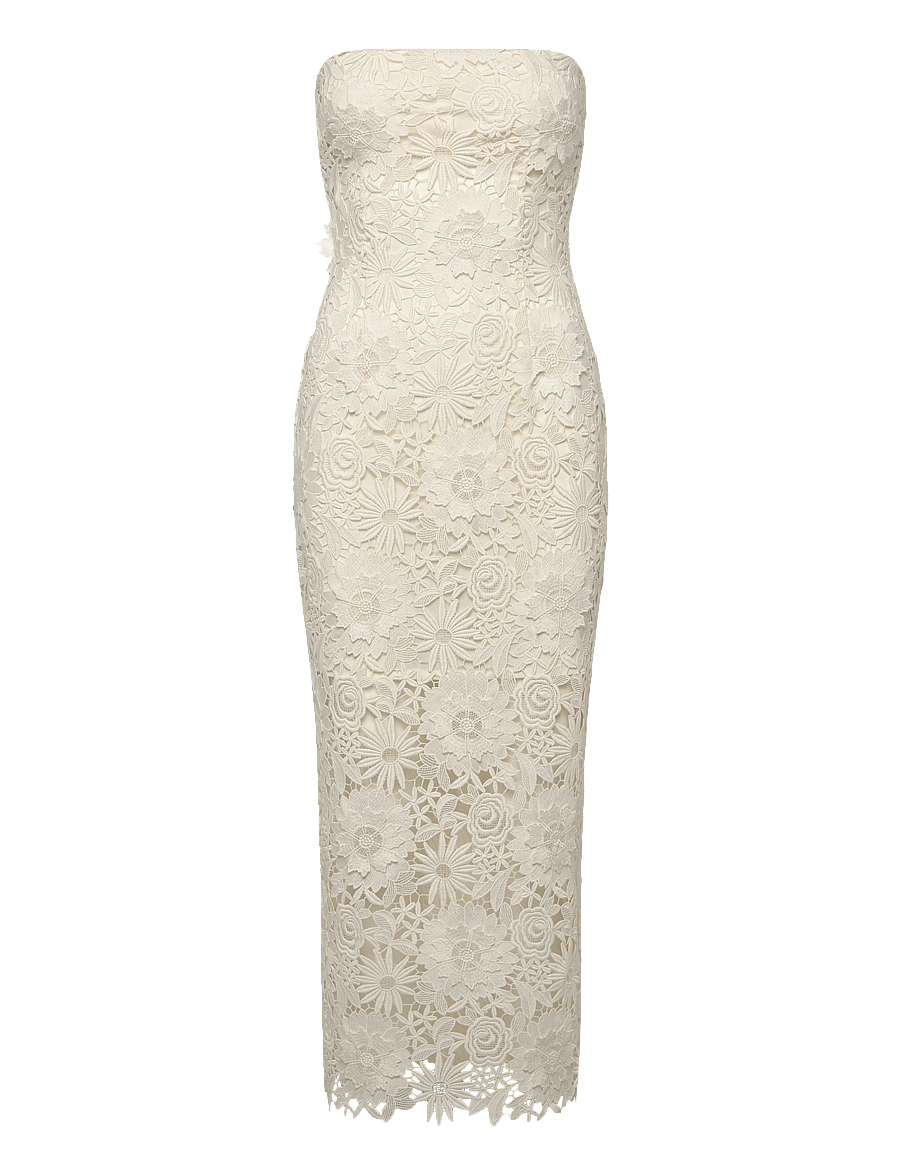 ROTATE - 3D LACE MIDI DRESS - egret - 0