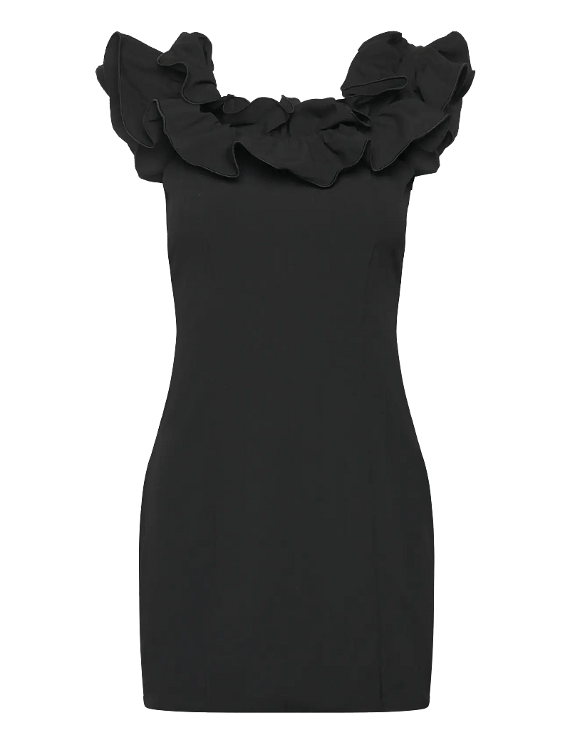ROTATE Birger Christensen - Mini Ruffle Dress - fodralklänningar - black - 0