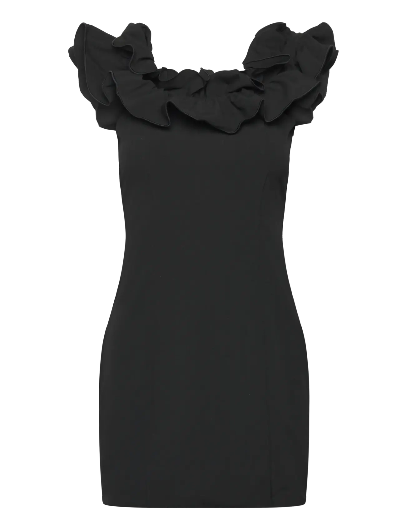 ROTATE MINI RUFFLE DRESS - Stramme kjoler - BLACK / black