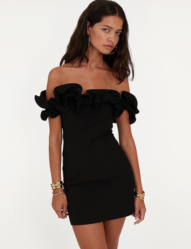 ROTATE Birger Christensen - Mini Ruffle Dress - fodralklänningar - black - 3