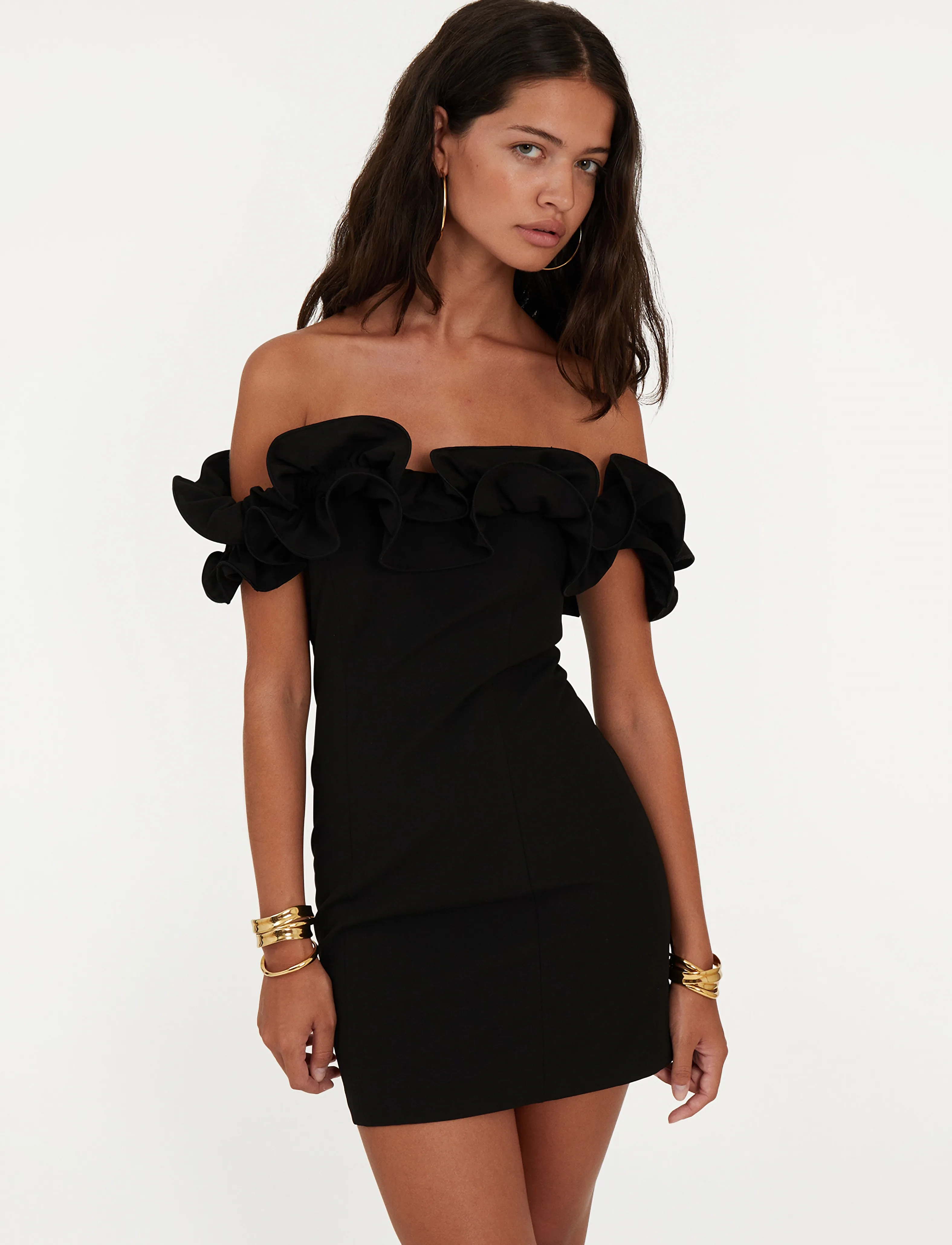 ROTATE - MINI RUFFLE DRESS - black - 3