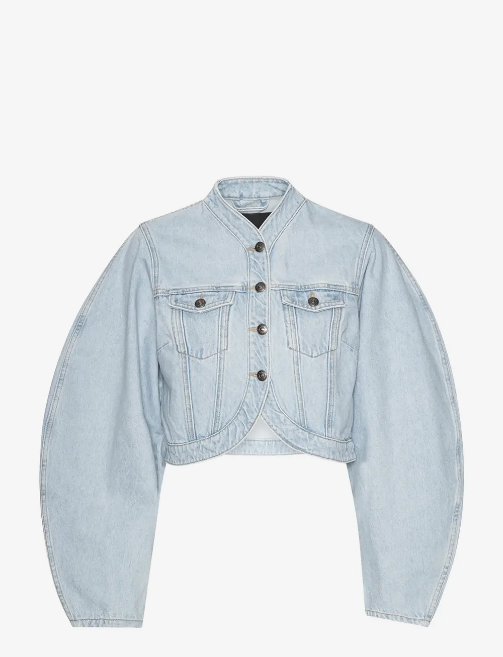 ROTATE Birger Christensen - ROUND SLEEVE DENIM JACKET - denim jackets - light blue denim - 0