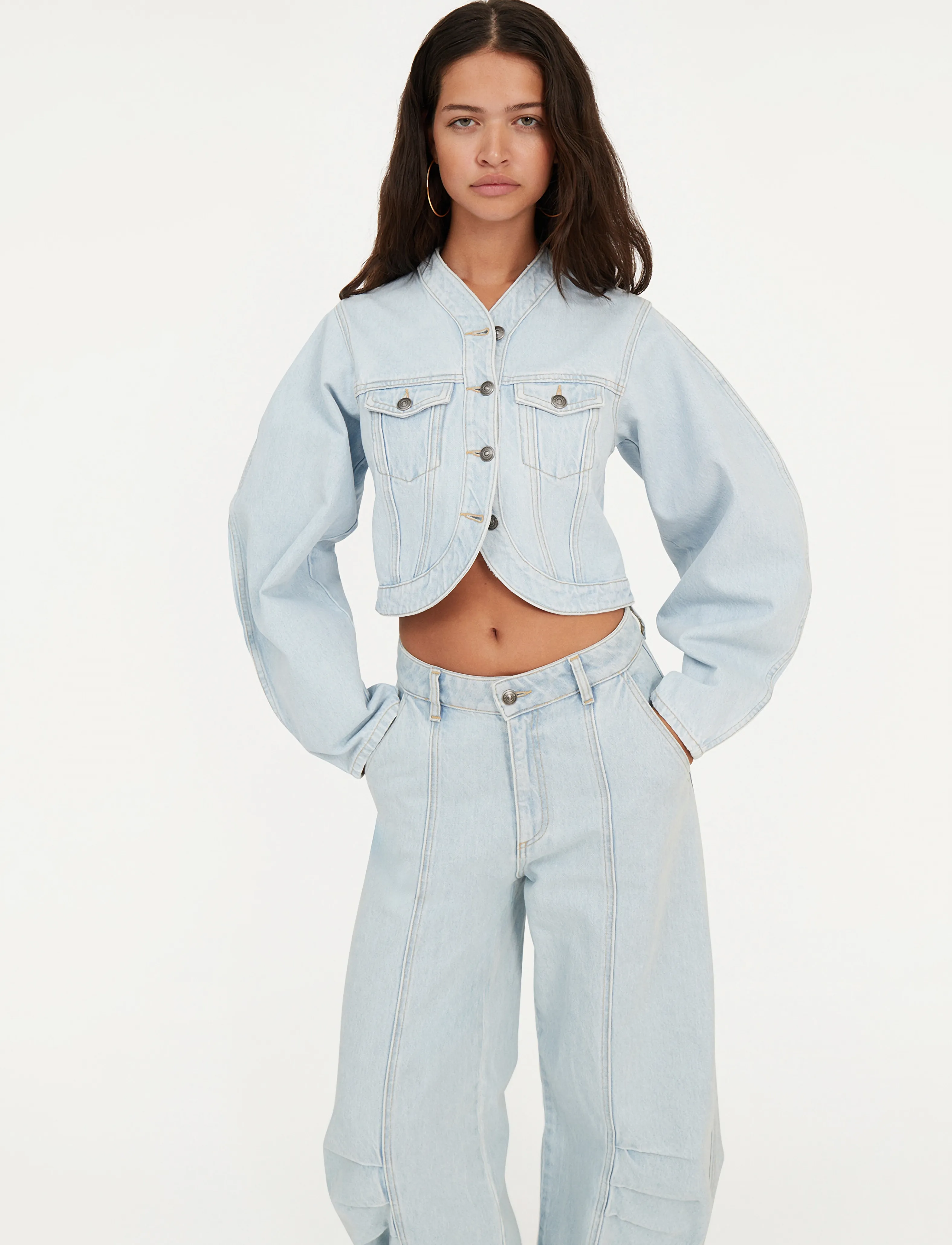 ROTATE Birger Christensen - Round Sleeve Denim Jacket - light blue denim - 3