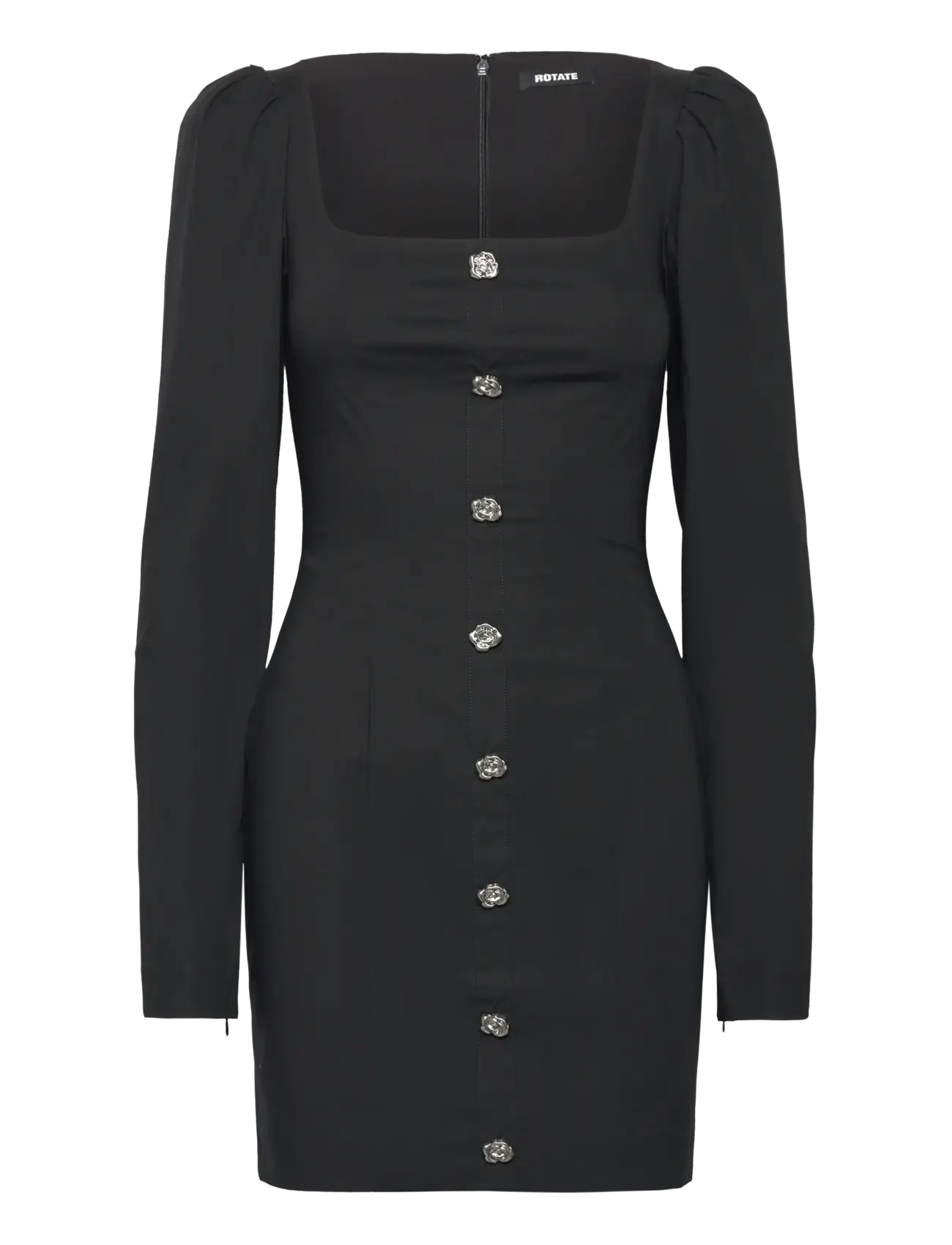 ROTATE Scoop Neck Ls Mini Dress, 36, Black, Designere > Korte Kjoler, Dame