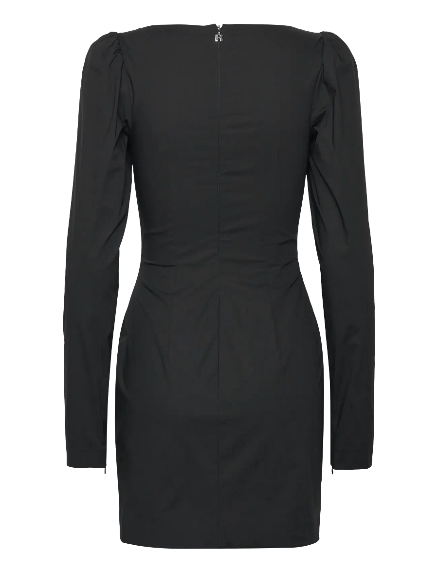 ROTATE - SCOOP NECK LS MINI DRESS - kurze kleider - black - 1