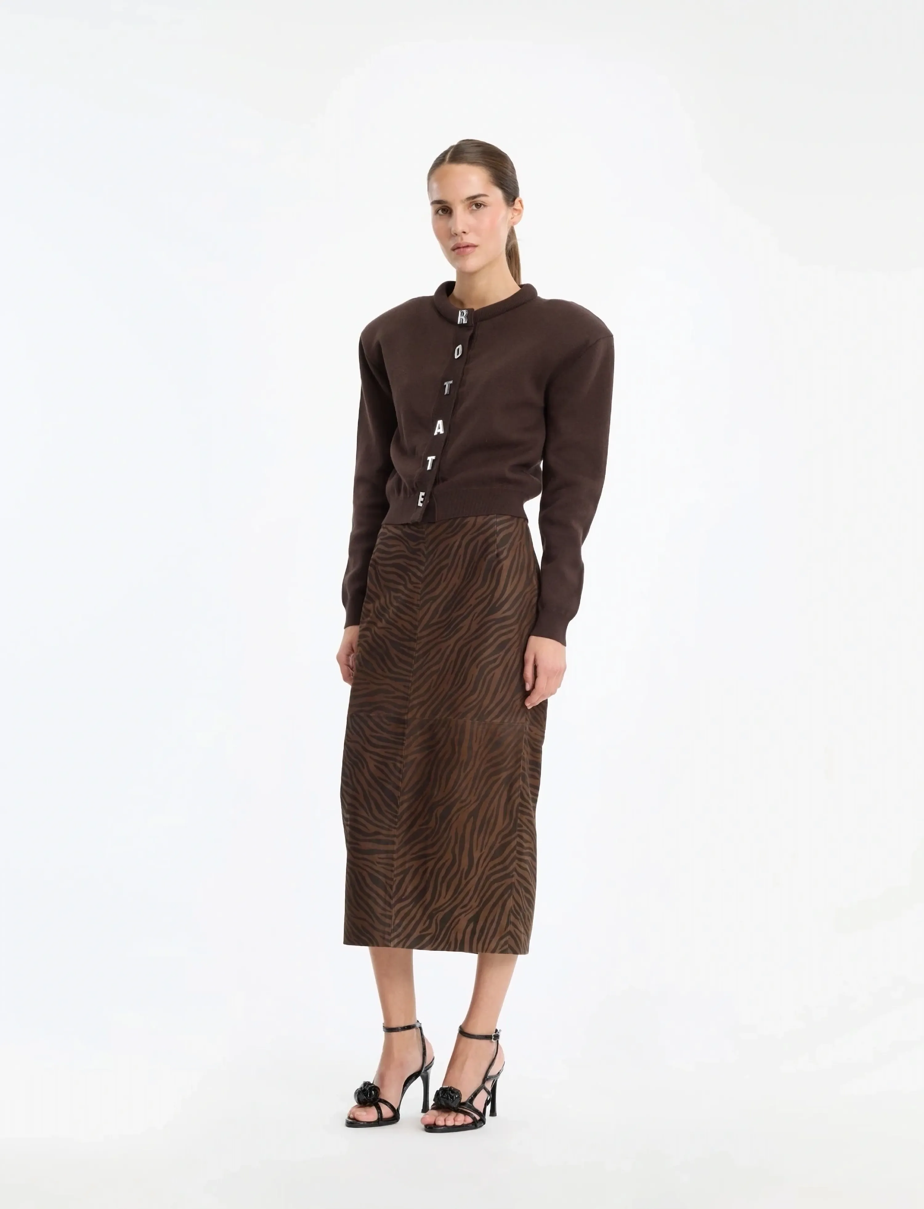ROTATE FIRM KNIT CARDIGAN - T-shirts & Toppar - MOLÉ / brown