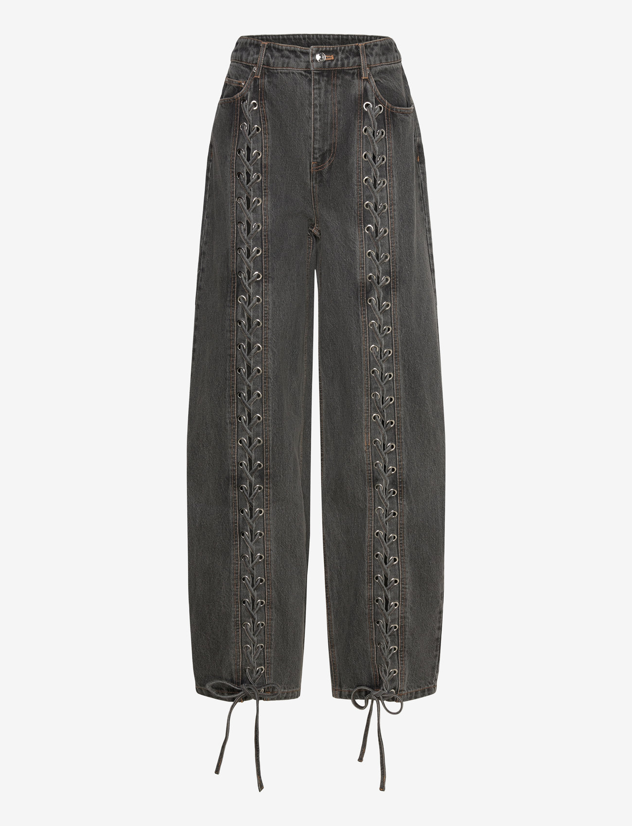 ROTATE - DENIM LACED LEG PANTS - brede jeans - black - 0