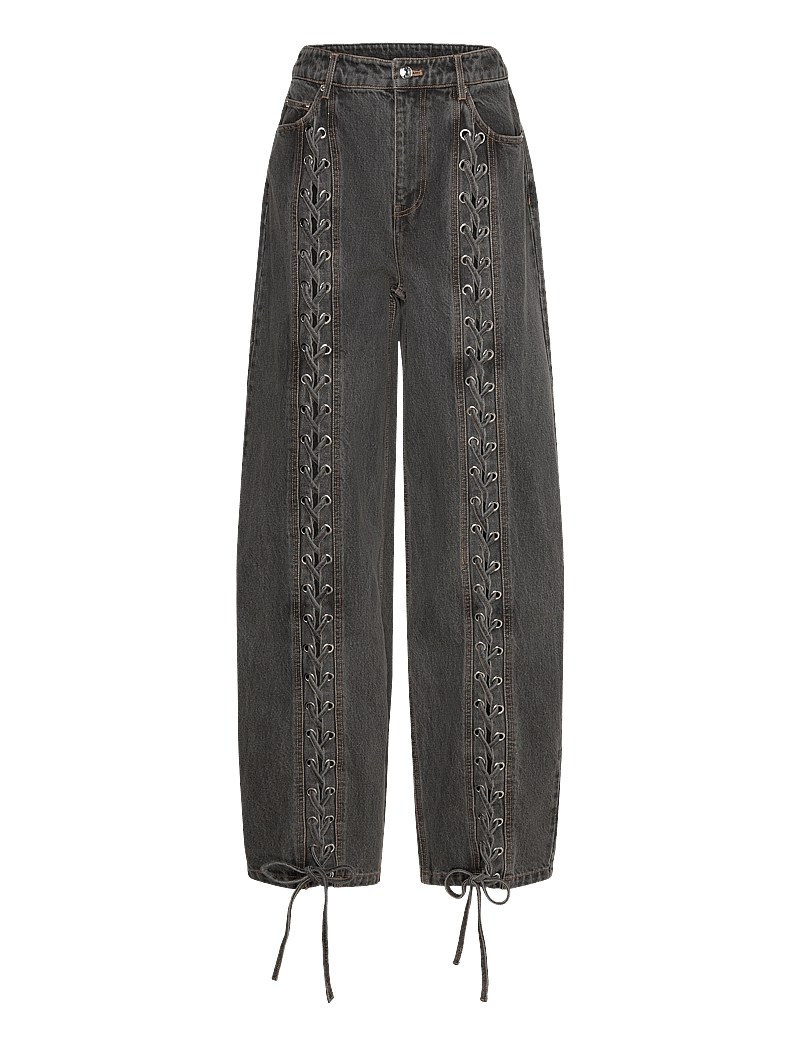 ROTATE - DENIM LACED LEG PANTS - brede jeans - black - 0