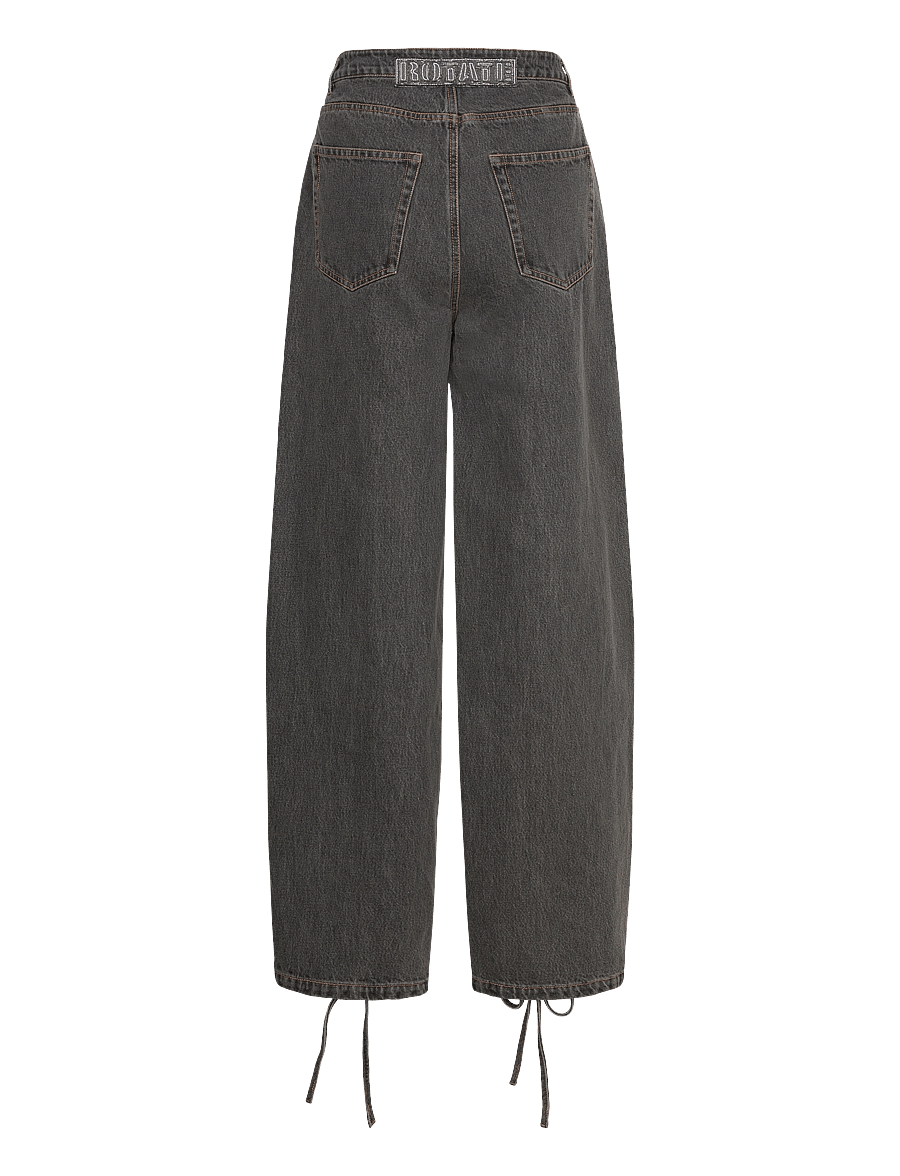 ROTATE - DENIM LACED LEG PANTS - hosen mit weitem bein - black - 1