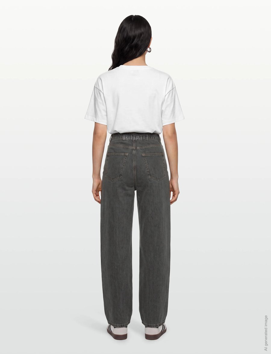 ROTATE - DENIM LACED LEG PANTS - brede jeans - black - 4