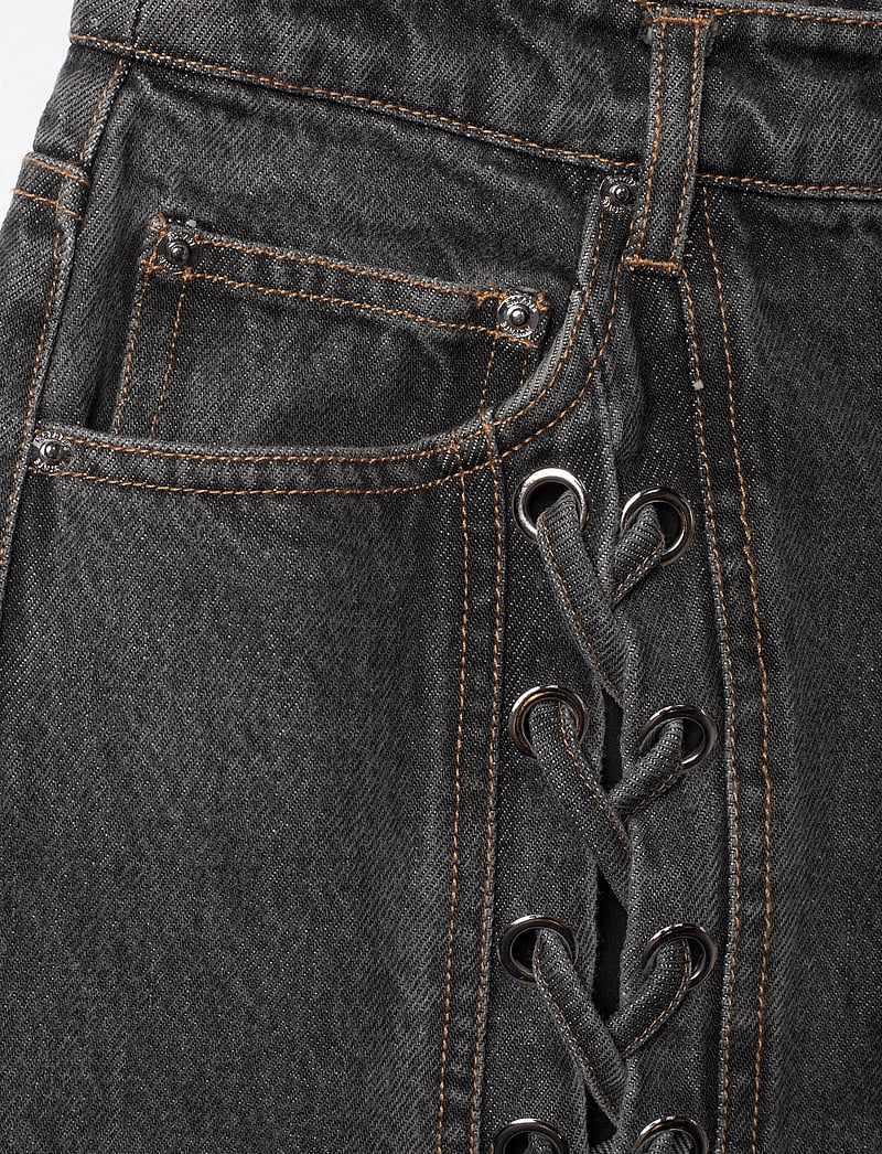 ROTATE - DENIM LACED LEG PANTS - brede jeans - black - 2