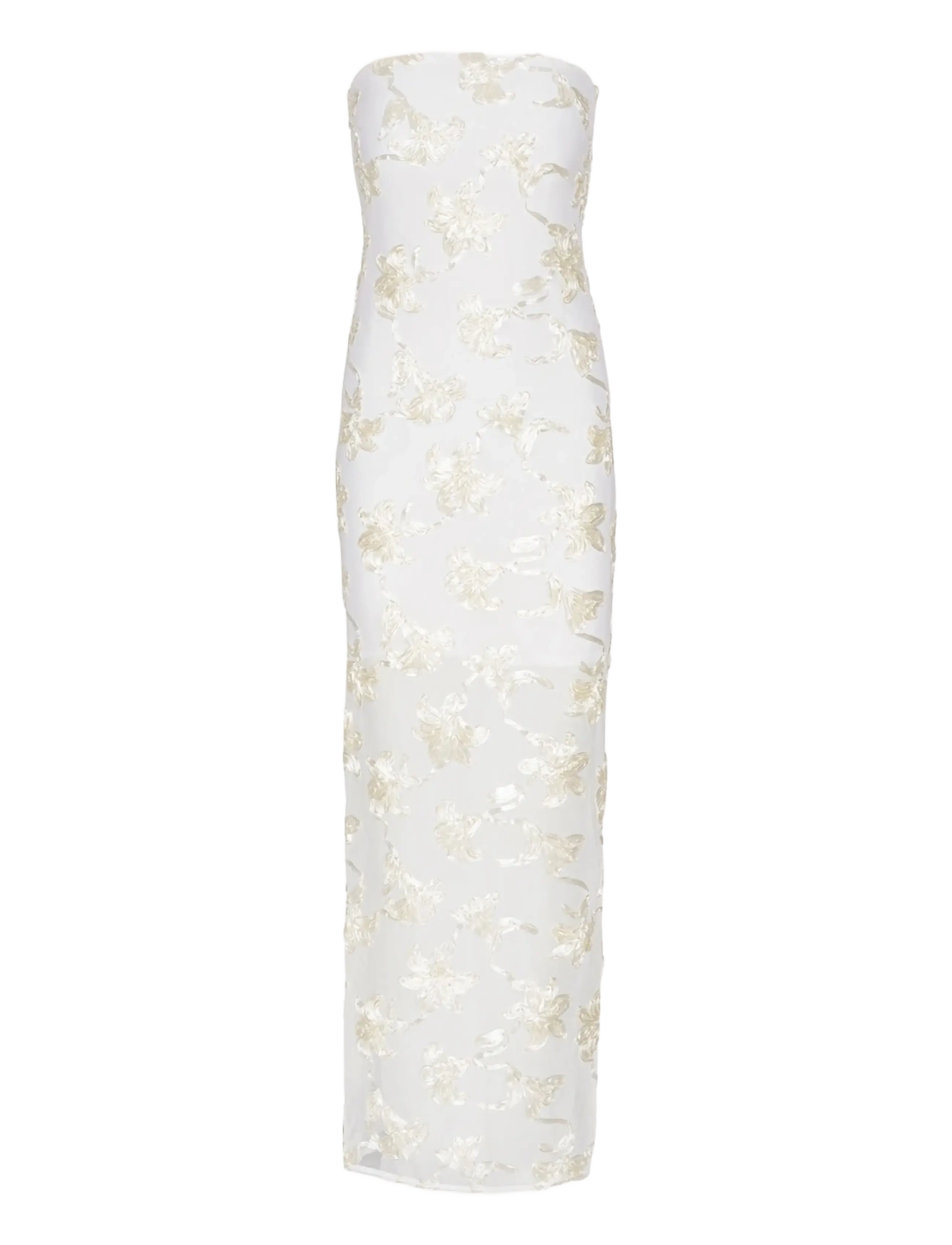 ROTATE Flower Mesh Tube Dress, 40, Dresses, Weiß - Maxi Frauen
