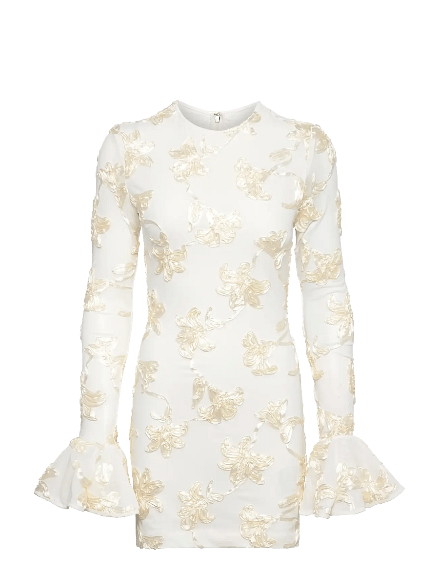 ROTATE - FLOWER MESH MINI DRESS - egret - 1