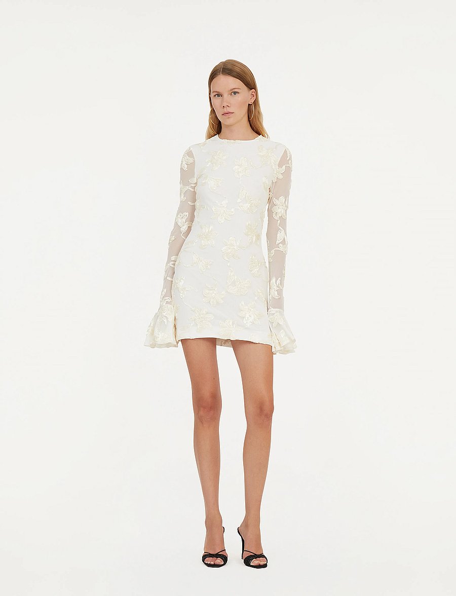 ROTATE - FLOWER MESH MINI DRESS - egret - 0