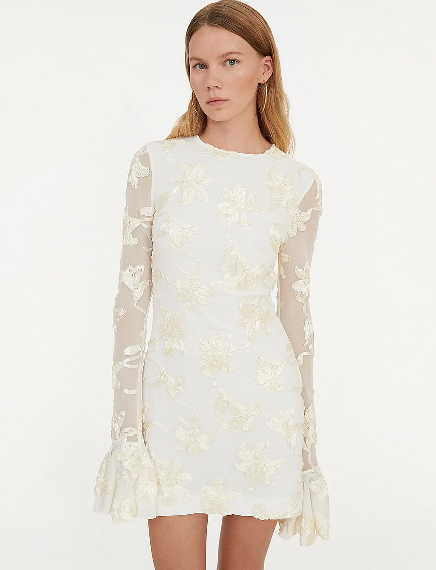ROTATE - FLOWER MESH MINI DRESS - egret - 5