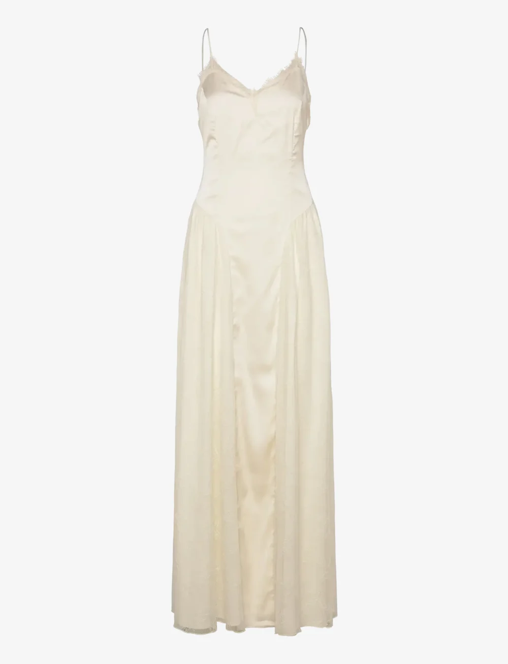 ROTATE Birger Christensen - Satin Lace Maxi Dress - maksikleidid - egret - 1