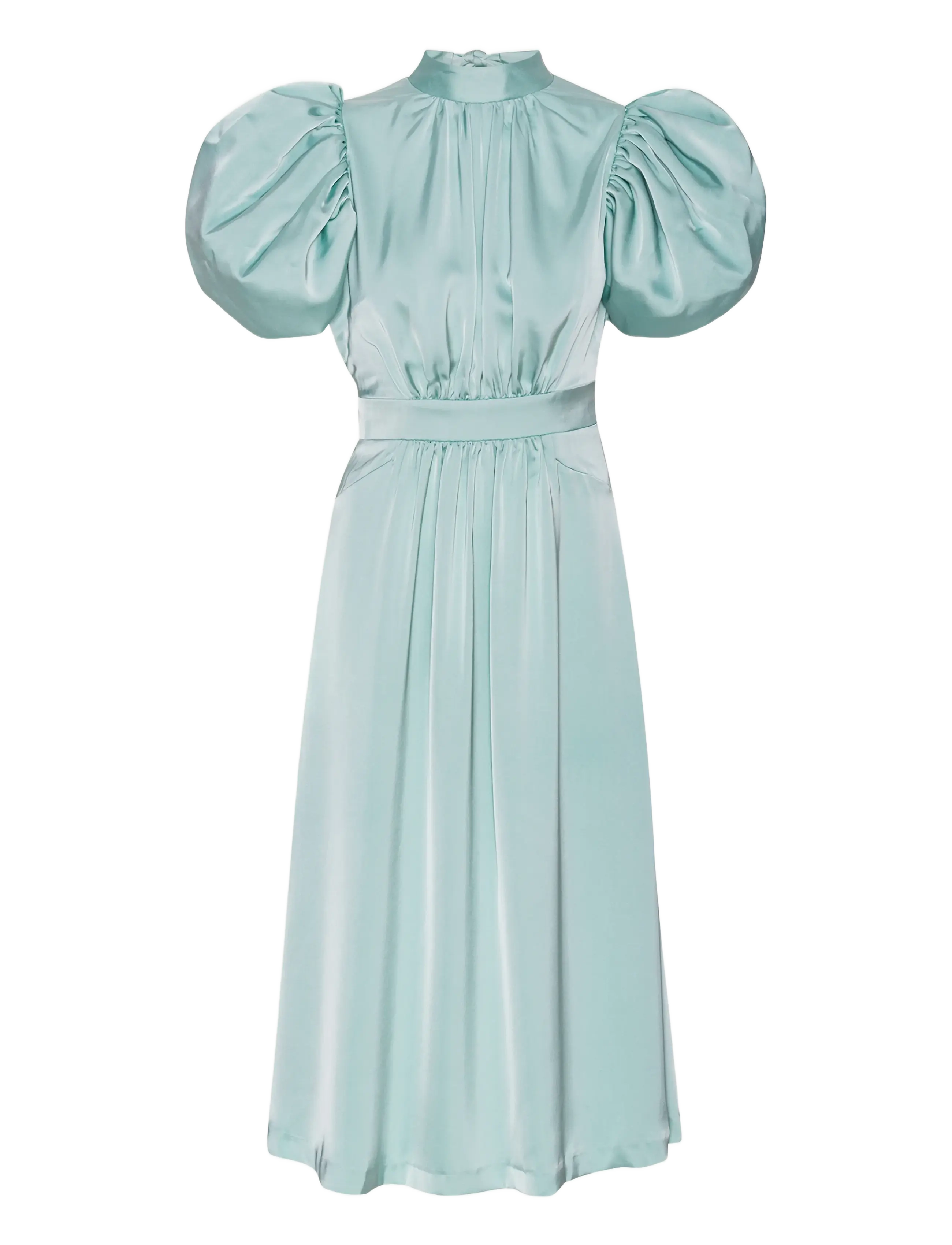 ROTATE Satin Puff Midi Kleid Blau - 42 - Damen