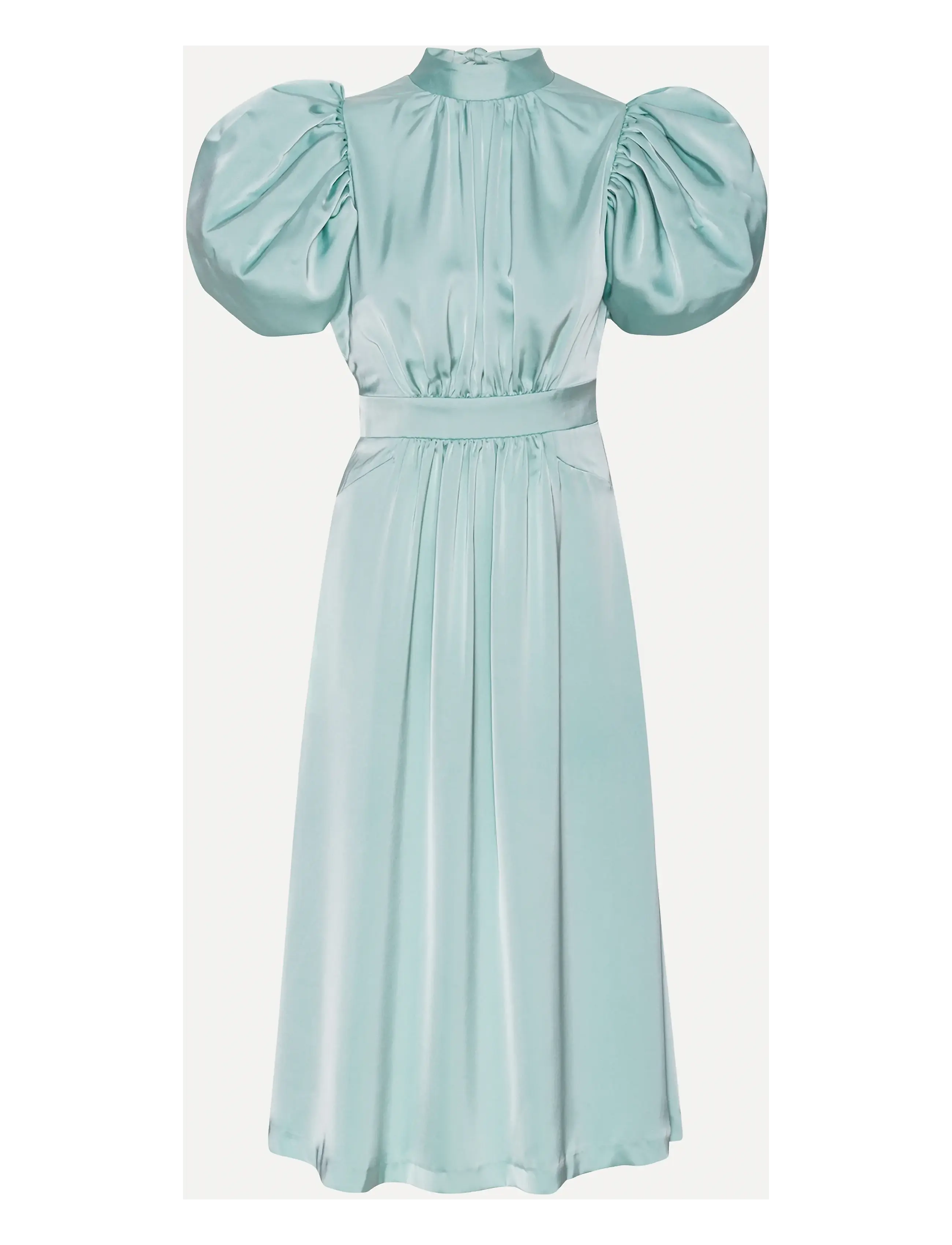 ROTATE SATIN PUFF MIDI DRESS - Suknelės - BLUE HAZE / blue