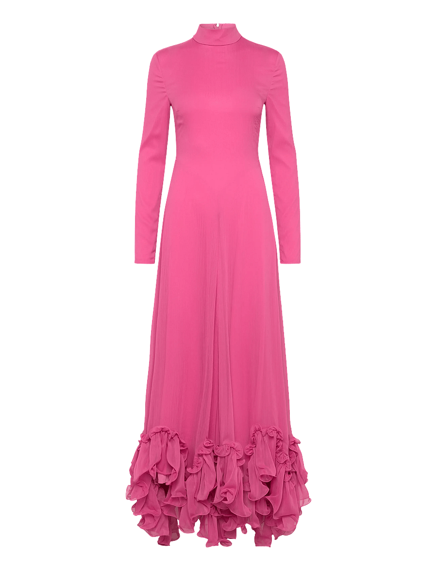 ROTATE - CHIFFON MAXI RUFFLE DRESS - carmine rose (pink) - 0
